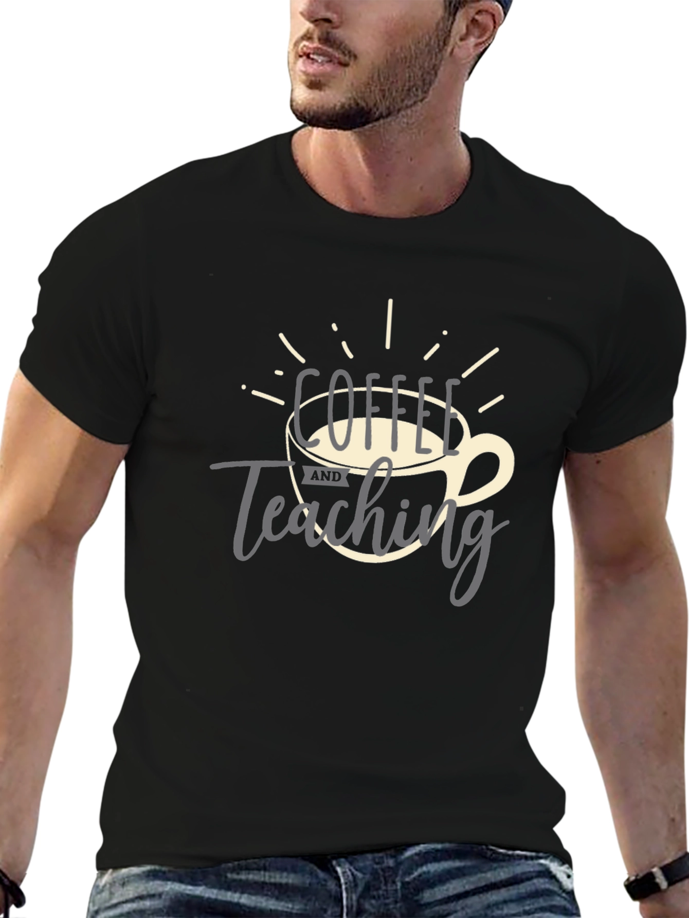 Black Coffee and Teaching Graphic Tee - Teacher Gift Idea view 6