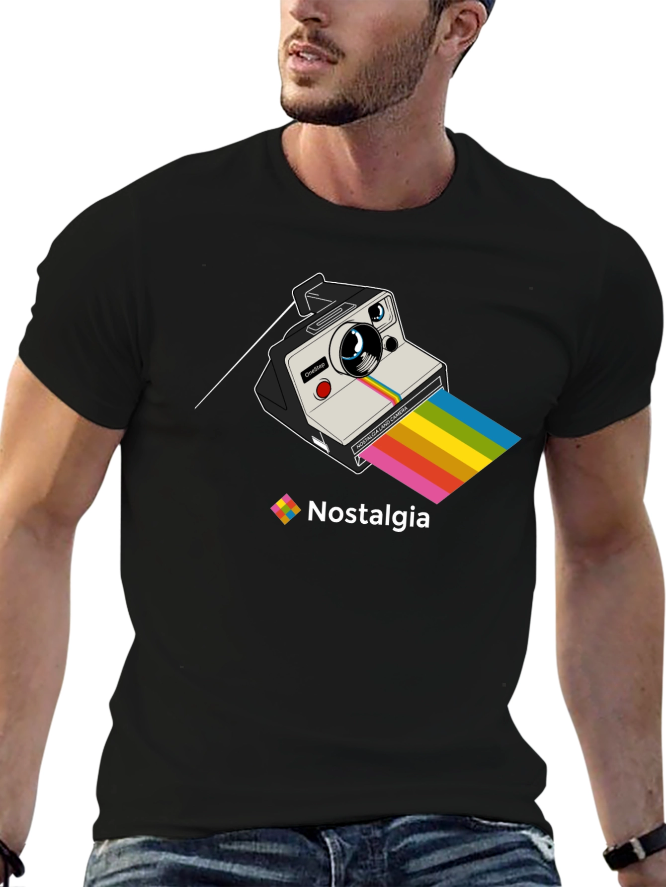 Black Retro Camera Nostalgia T-Shirt view 6