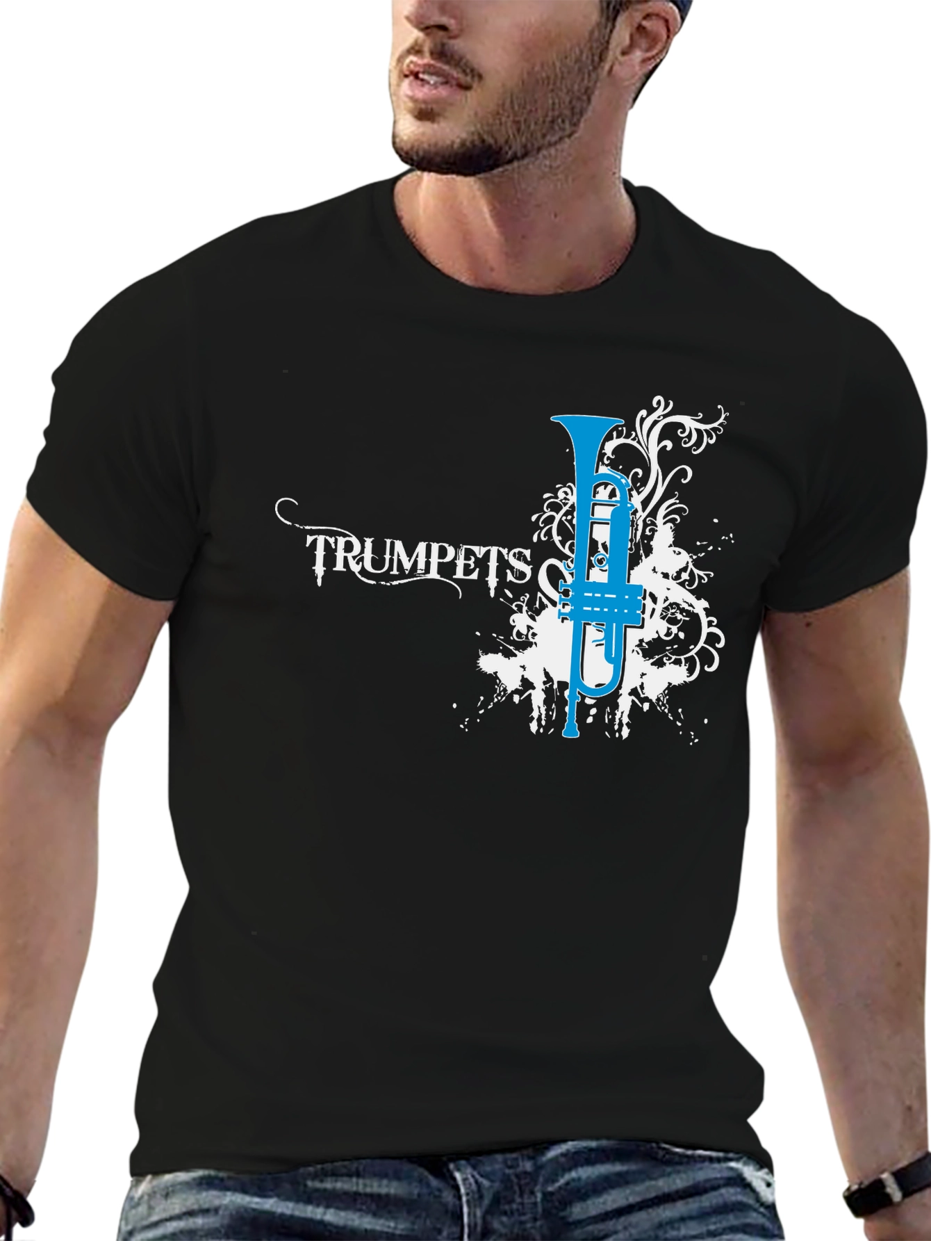Black Trumpets Graphic Tee - Music Lover's T-Shirt view 6
