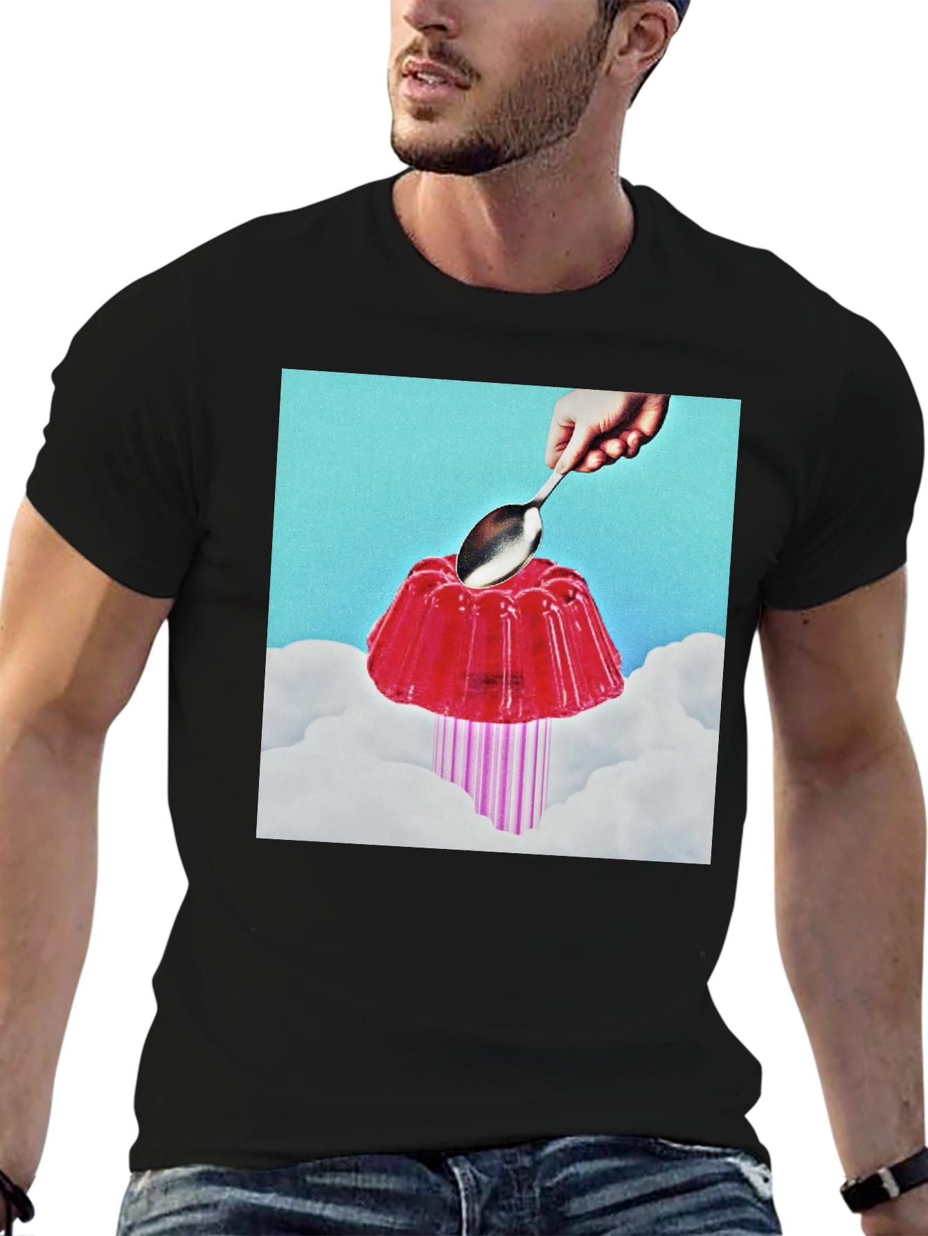 Black Surreal Jelly Dessert T-Shirt view 6