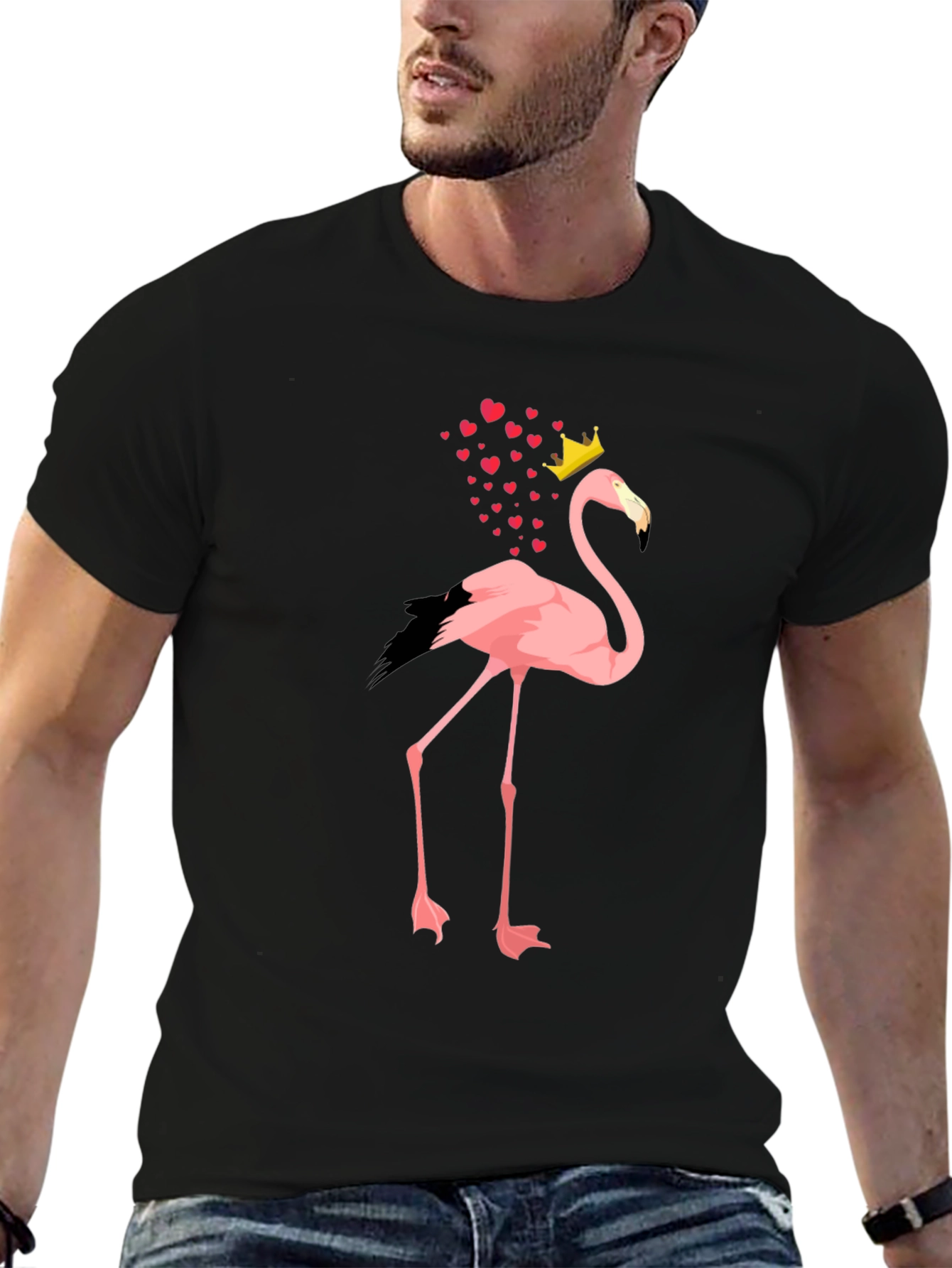 Black Flamingo King T-Shirt - Men's Black Tee view 6