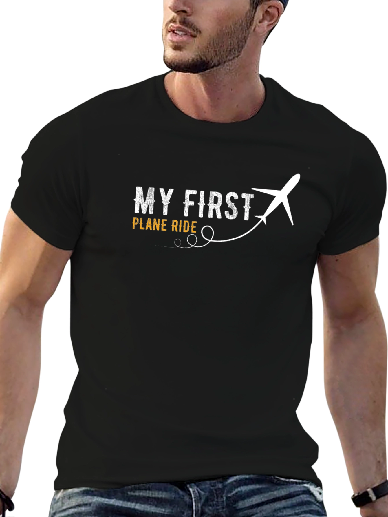 Black My First Plane Ride Graphic T-Shirt view 6