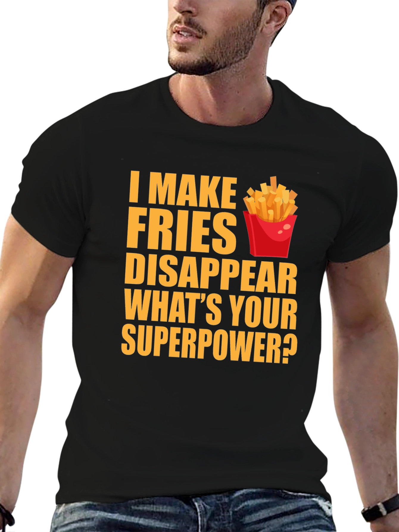 Black Fries Superpower T-Shirt view 6