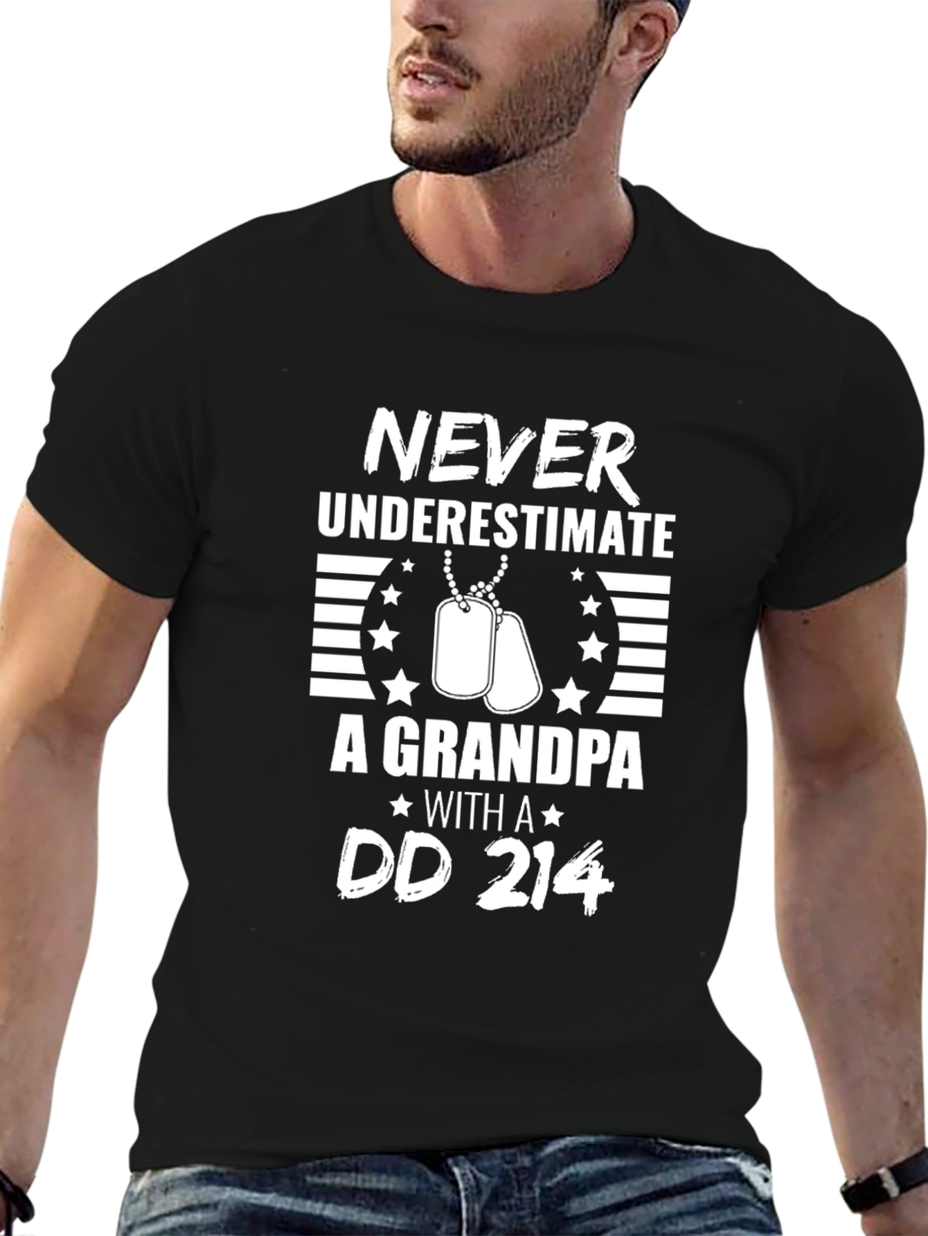 Black Never Underestimate Grandpa DD 214 T-Shirt view 6