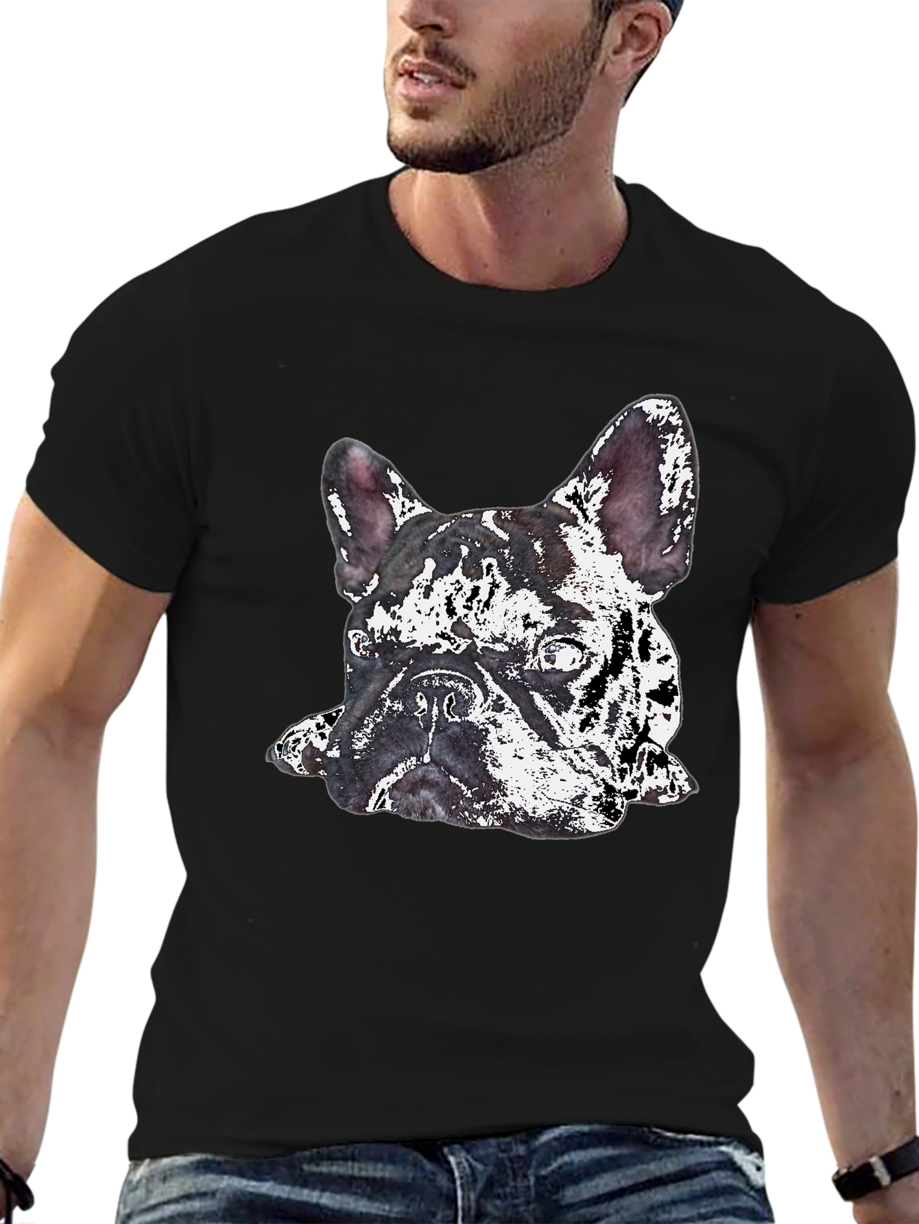 Black Dog Graphic Print Crew Neck T-Shirt view 6