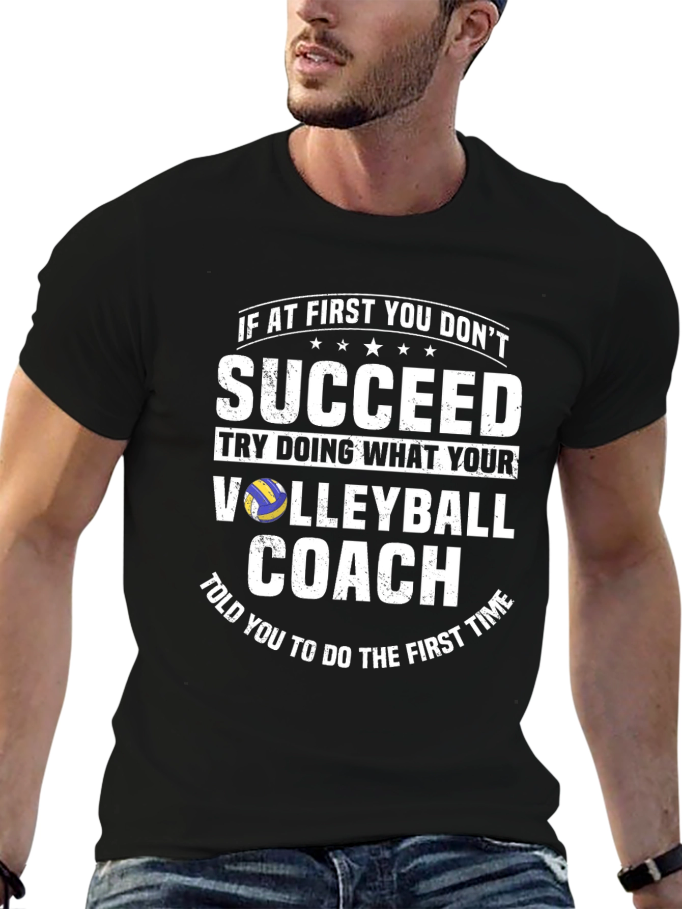 Black Volleyball Coach T-Shirt - Funny Team Sports Tee view 6