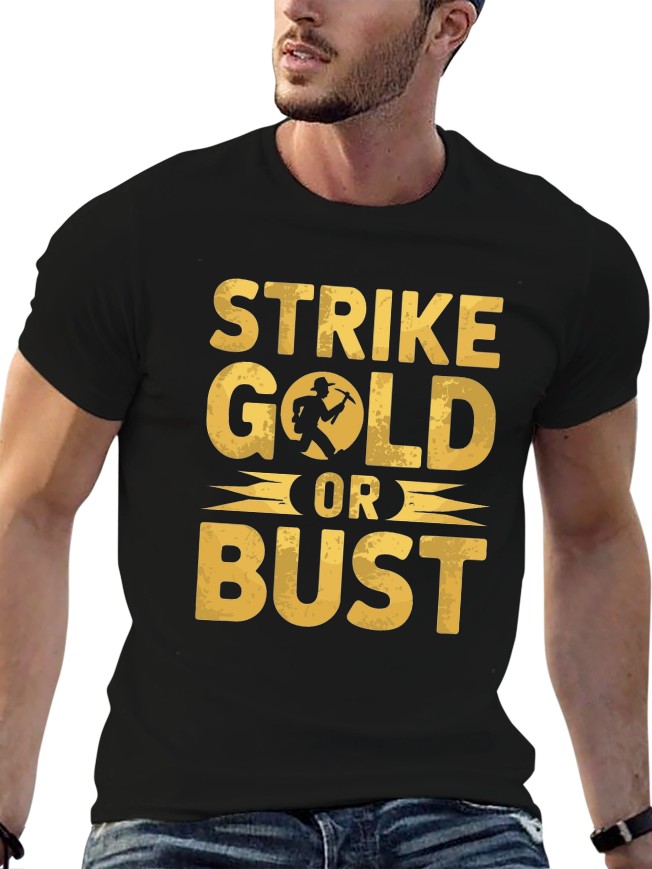 Black Strike Gold T-Shirt - Gold Rush Graphic Tee view 6