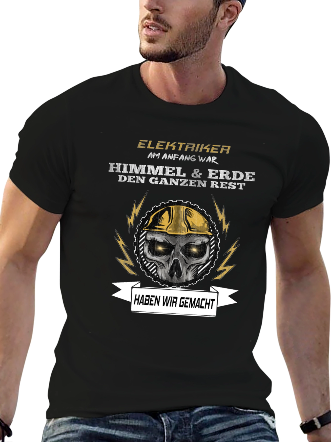 Black Electrician Skull Graphic T-Shirt - Funny Slogan view 6