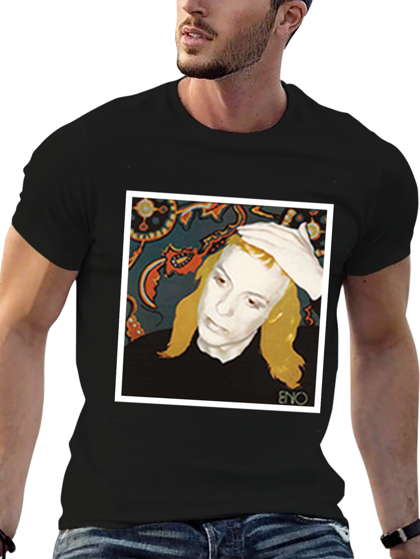 Eno Album Cover T-Shirt - Black Graphic Tee - 6