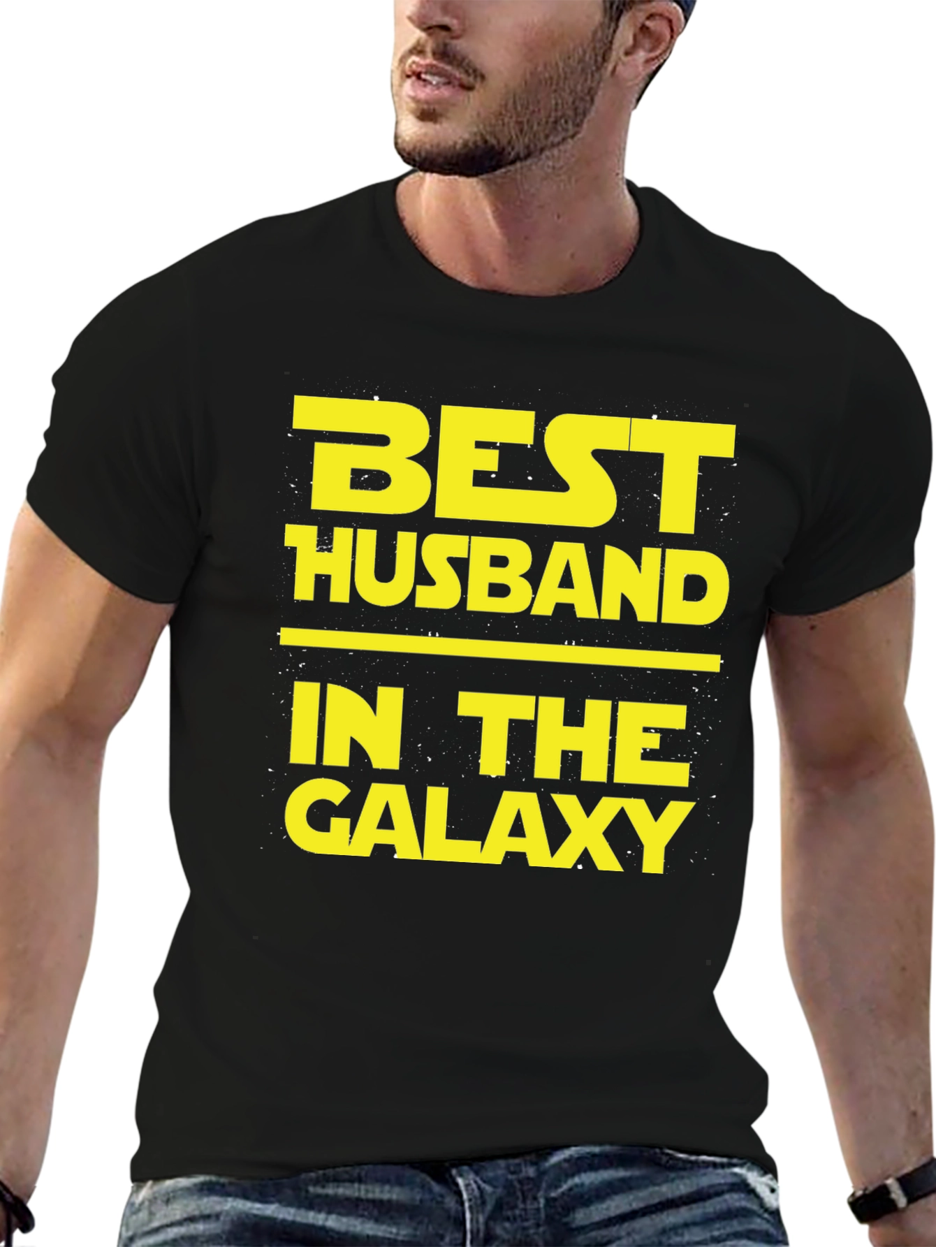 Black Best Husband in the Galaxy T-Shirt view 6