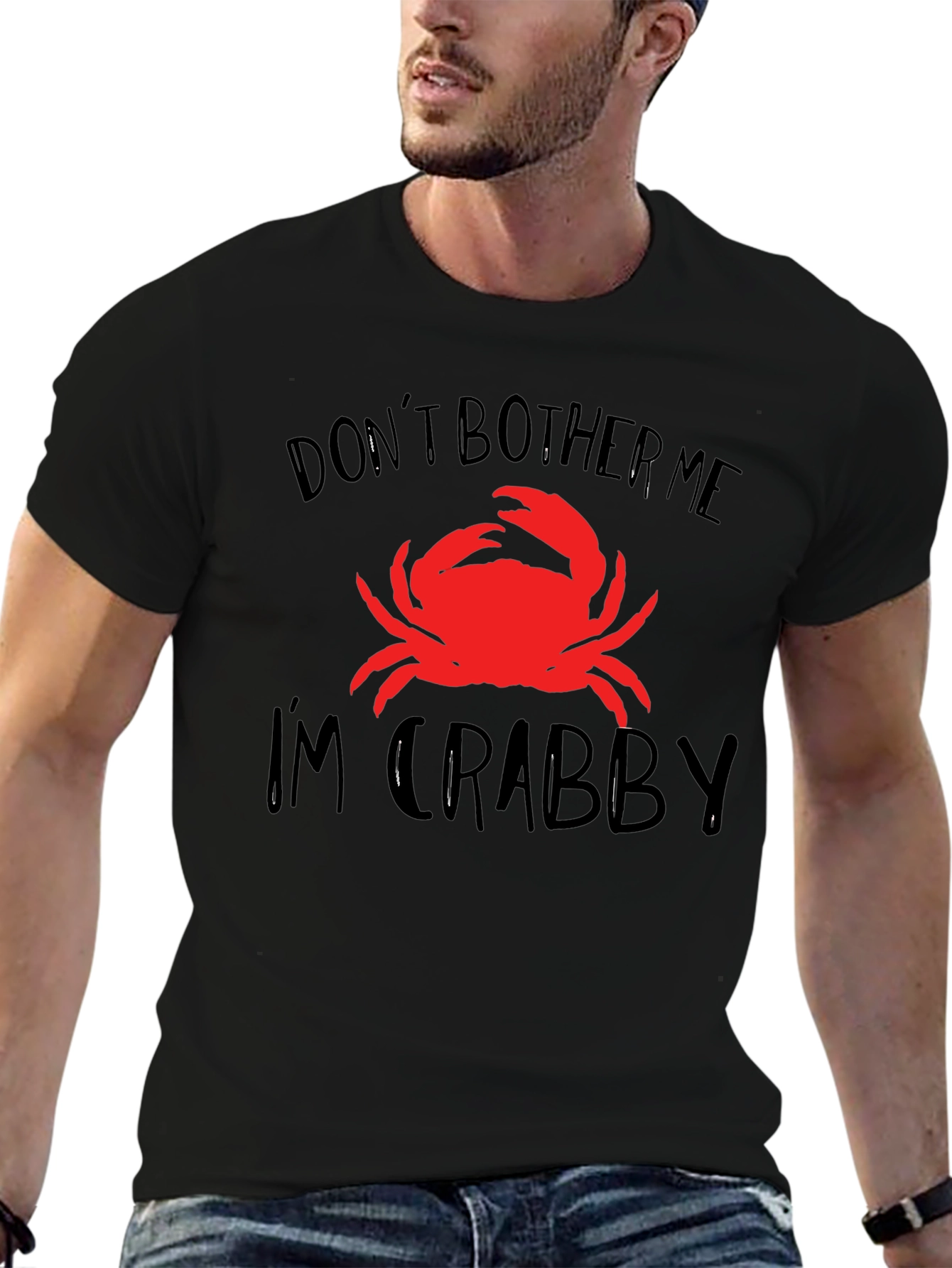 Black Don't Bother Me I'm Crabby T-Shirt Funny Crab Tee view 6