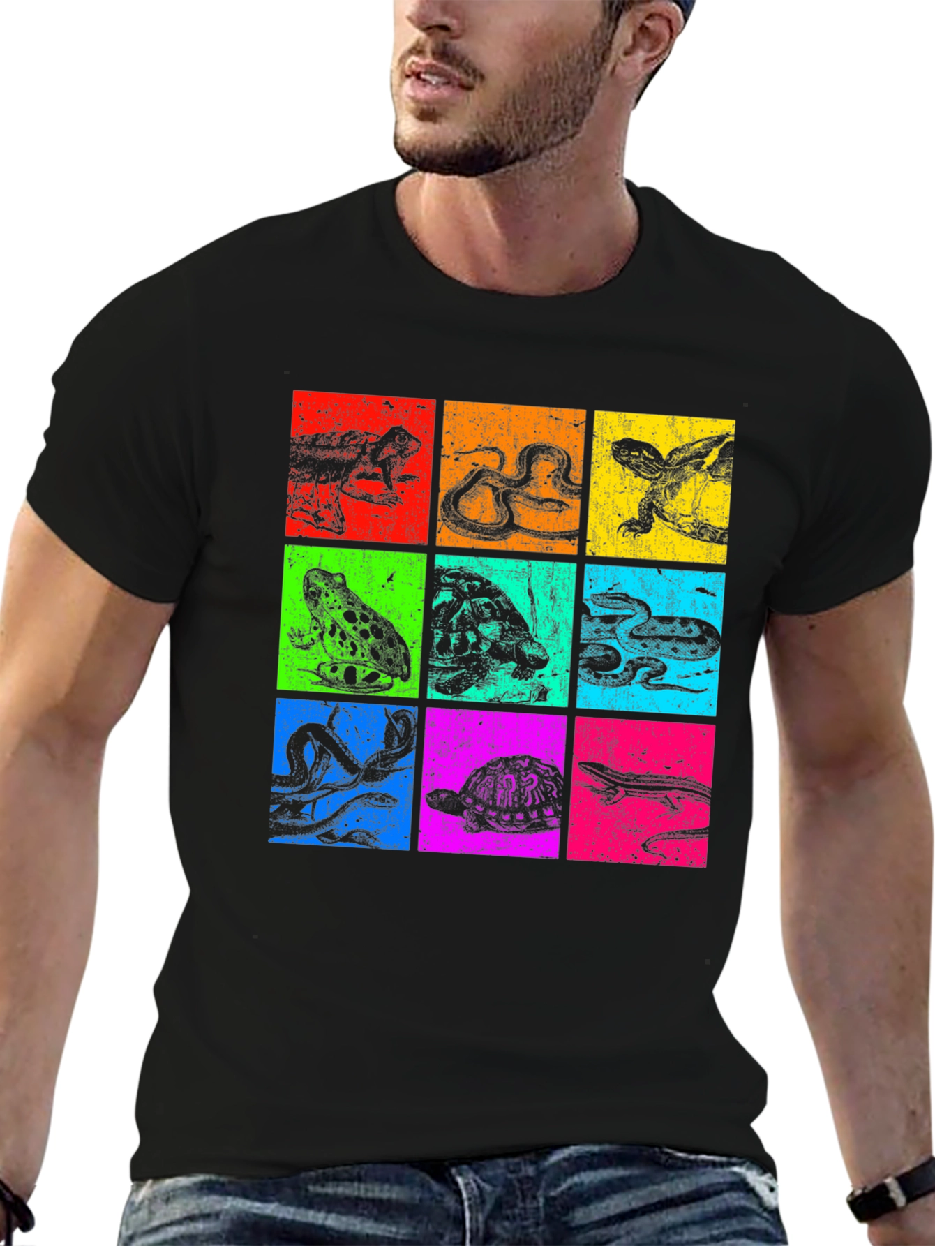 Black Reptile Pop Art Graphic T-Shirt view 6