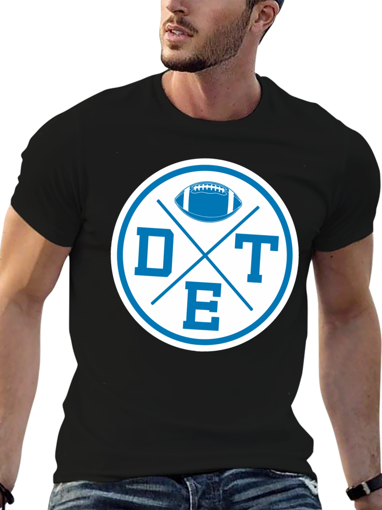 Black DTE Football Graphic Tee - Classic Sports Style view 6