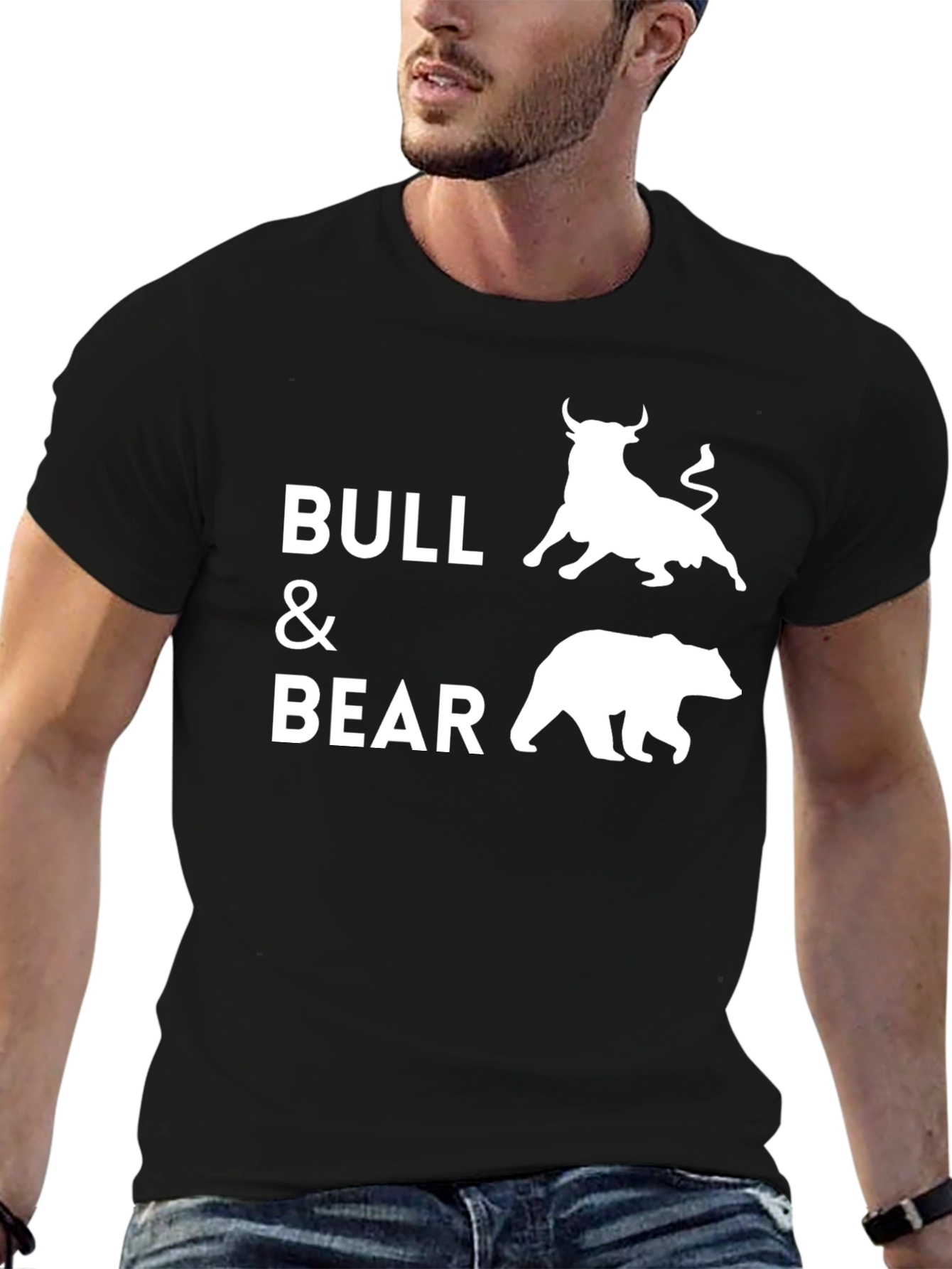 Black Bull and Bear Graphic Tee - Stock Market T-Shirt view 6