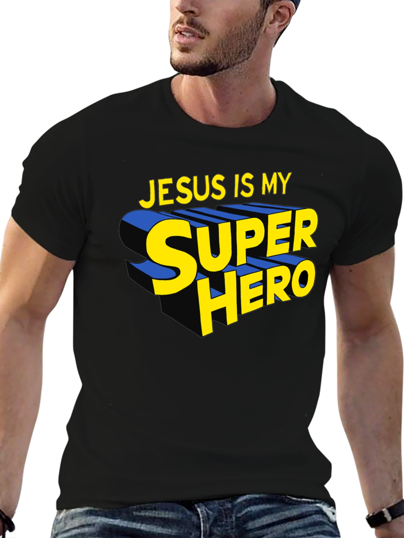 Black Jesus Is My Superhero Black Graphic Tee view 6