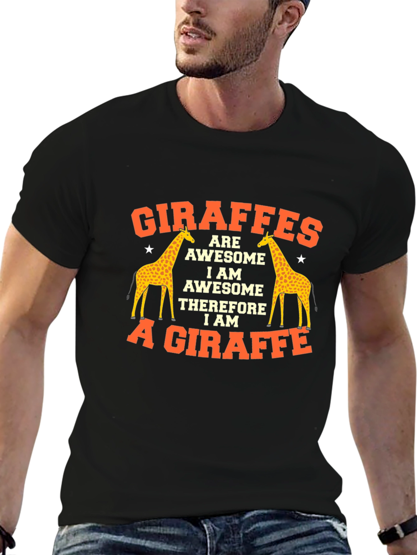 Black Giraffe Awesome Graphic T-Shirt, Funny Animal Tee view 6