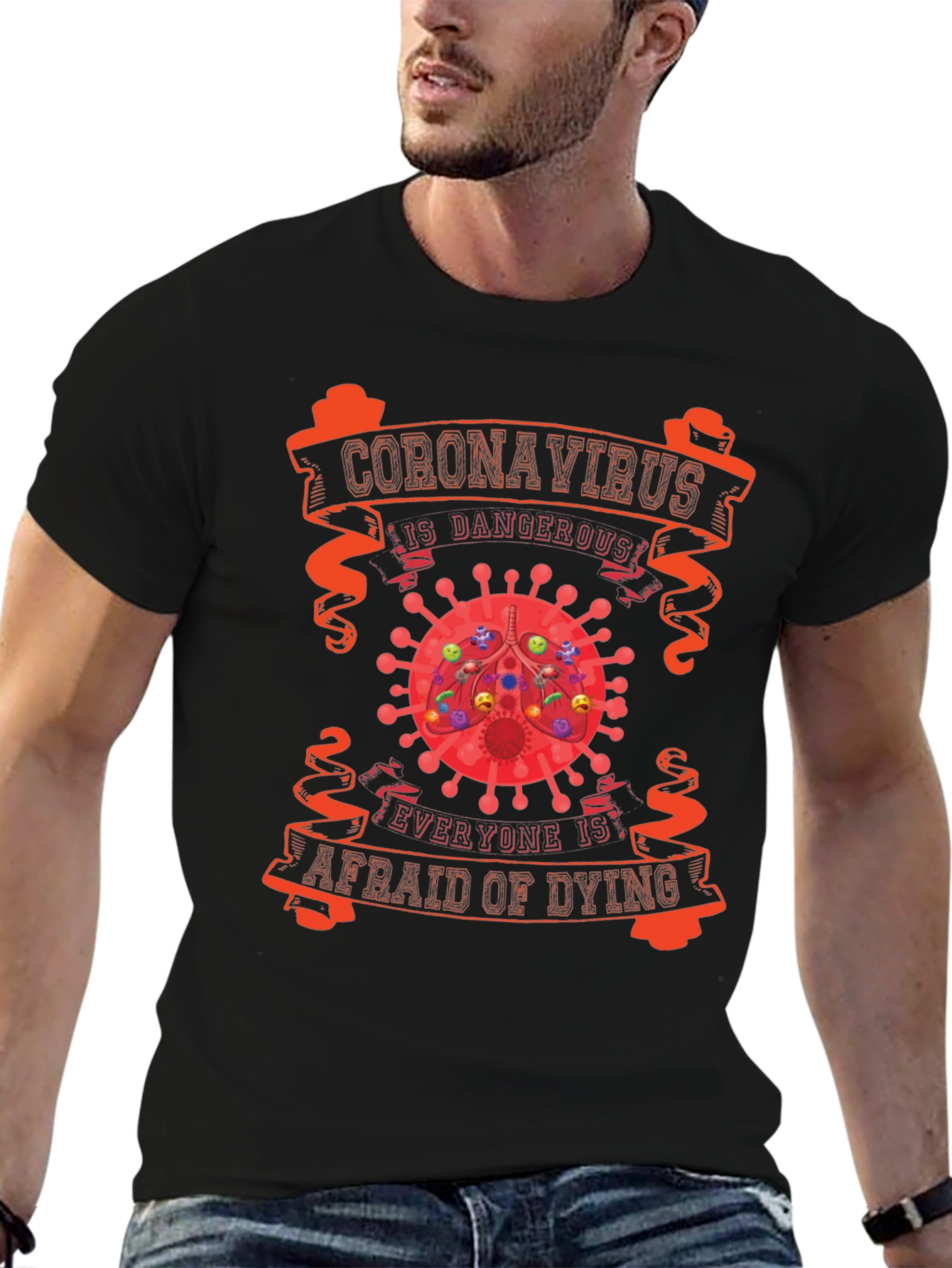 Black Coronavirus Dangerous T-Shirt view 6