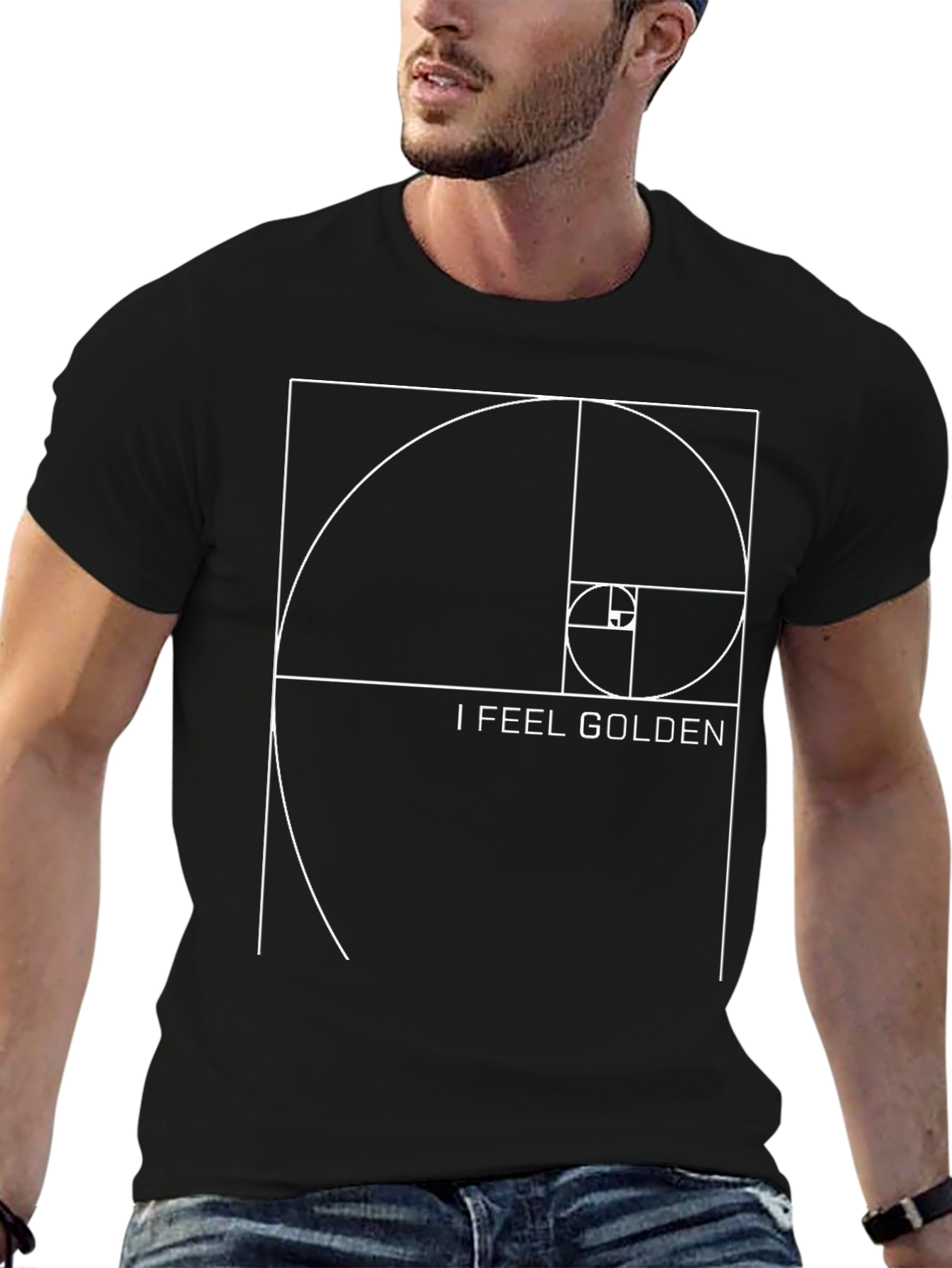 Black I Feel Golden Fibonacci Spiral Tee view 6