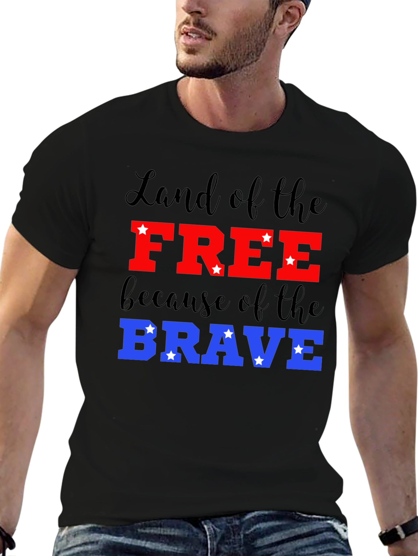 Black Patriotic Land of the Free T-Shirt view 6