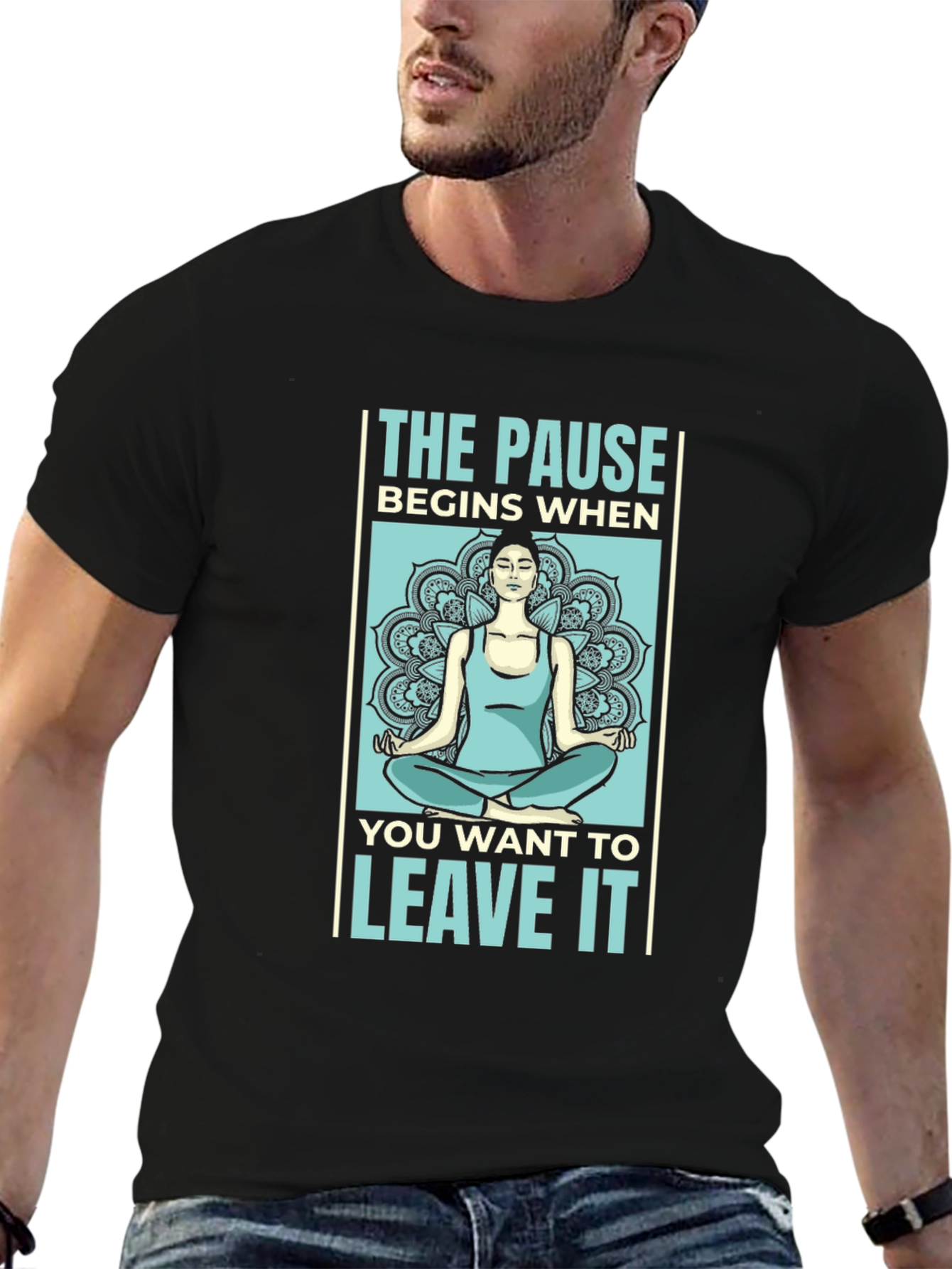Black Yoga Meditation T-Shirt - The Pause view 6