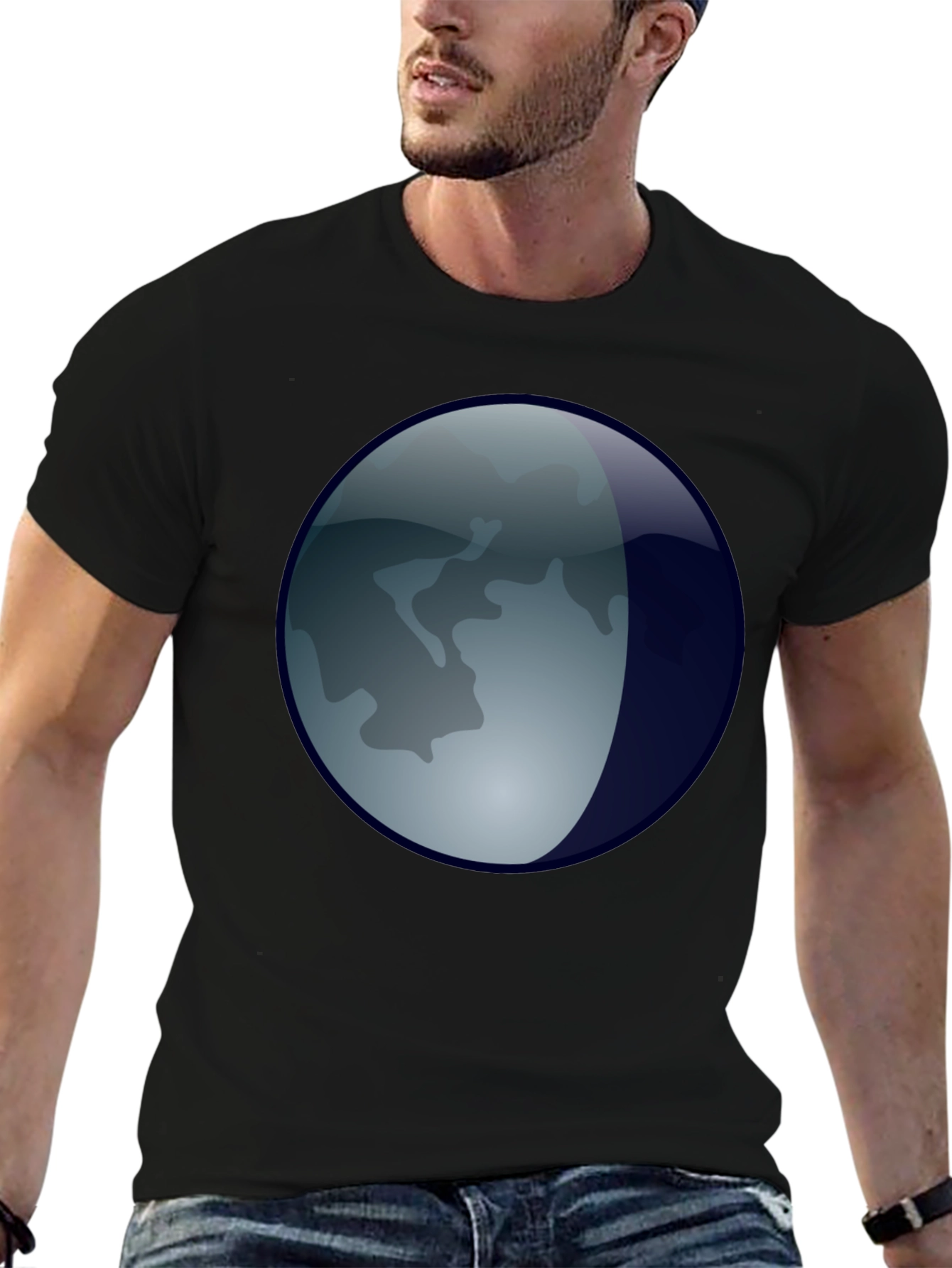 Black Lunar Orb T-Shirt - Black Graphic Tee view 6