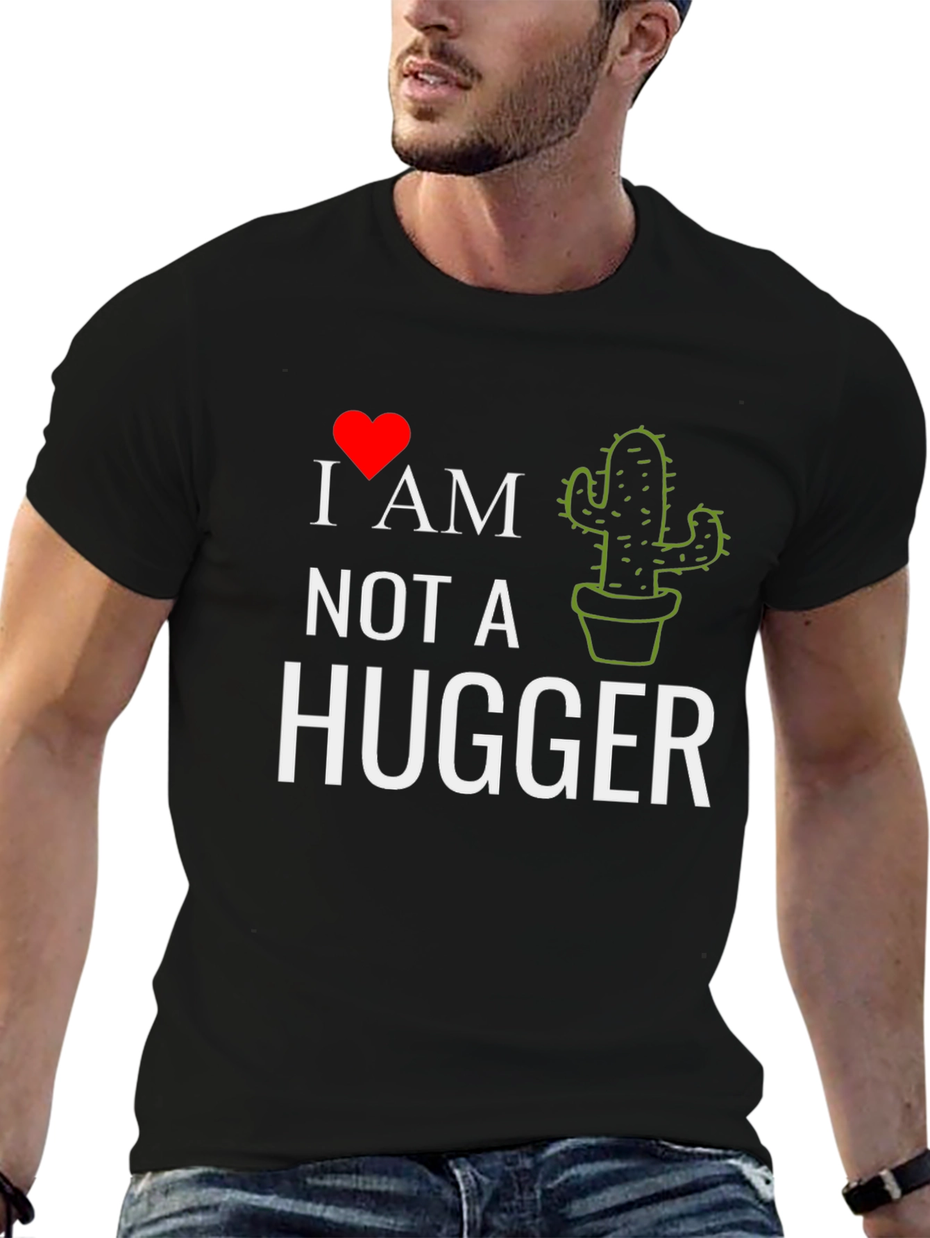 Black I Heart Cactus - Not A Hugger Tee view 6