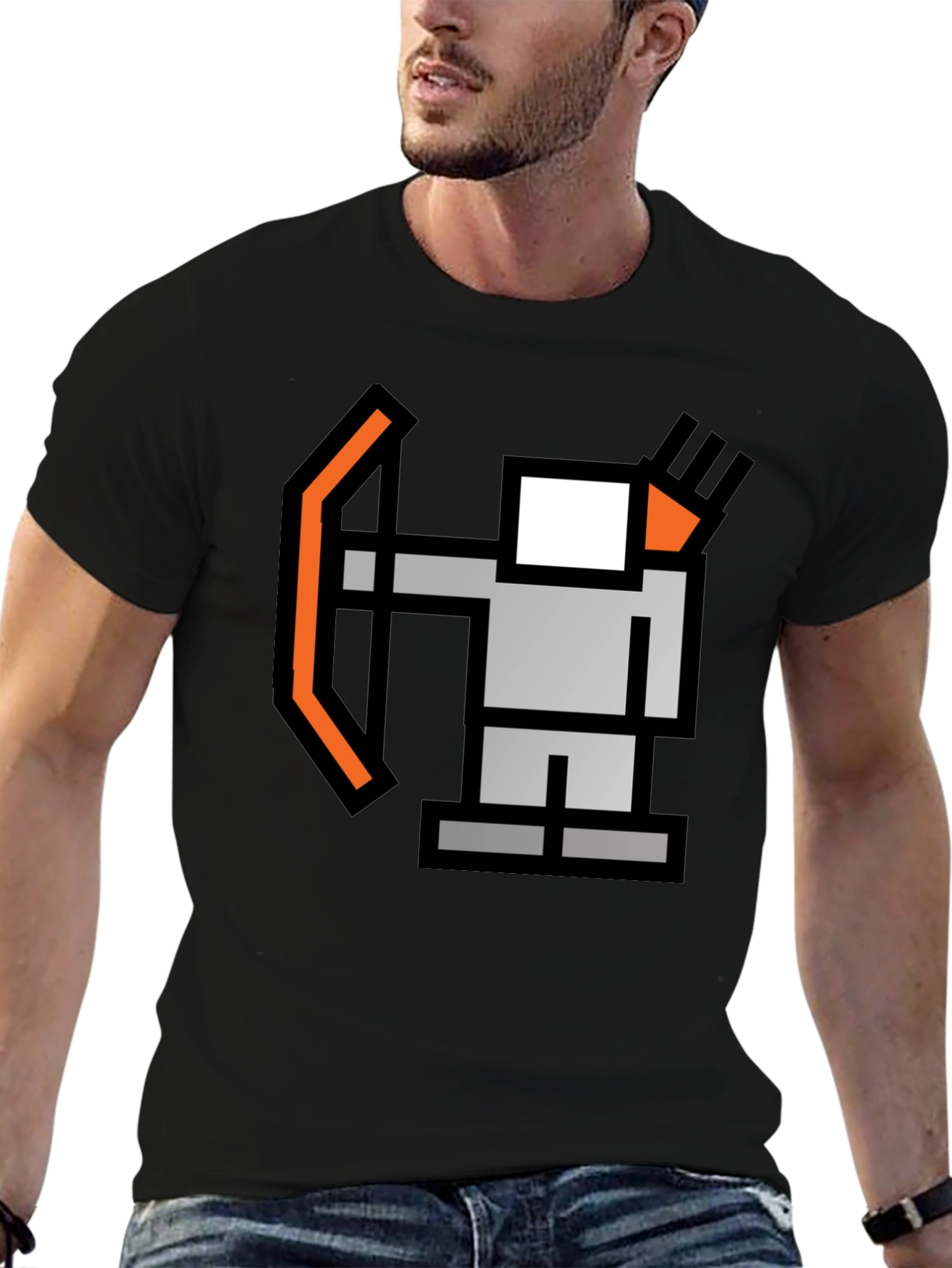 Black Pixel Archer Black T-Shirt view 6