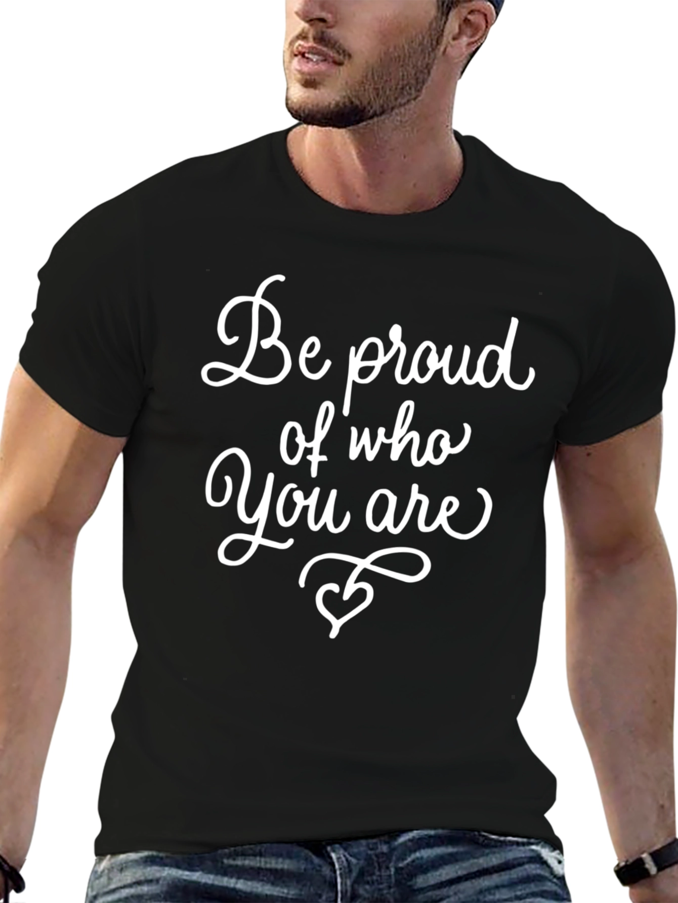 Black Be Proud T-Shirt: Black Cotton Blend Graphic Tee view 6