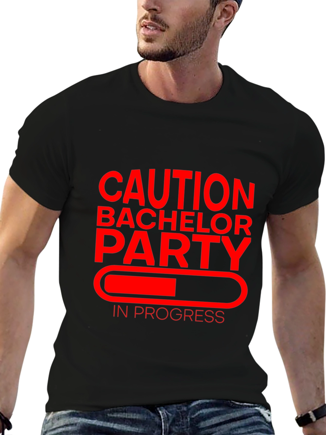 Black Caution Bachelor Party T-Shirt view 6
