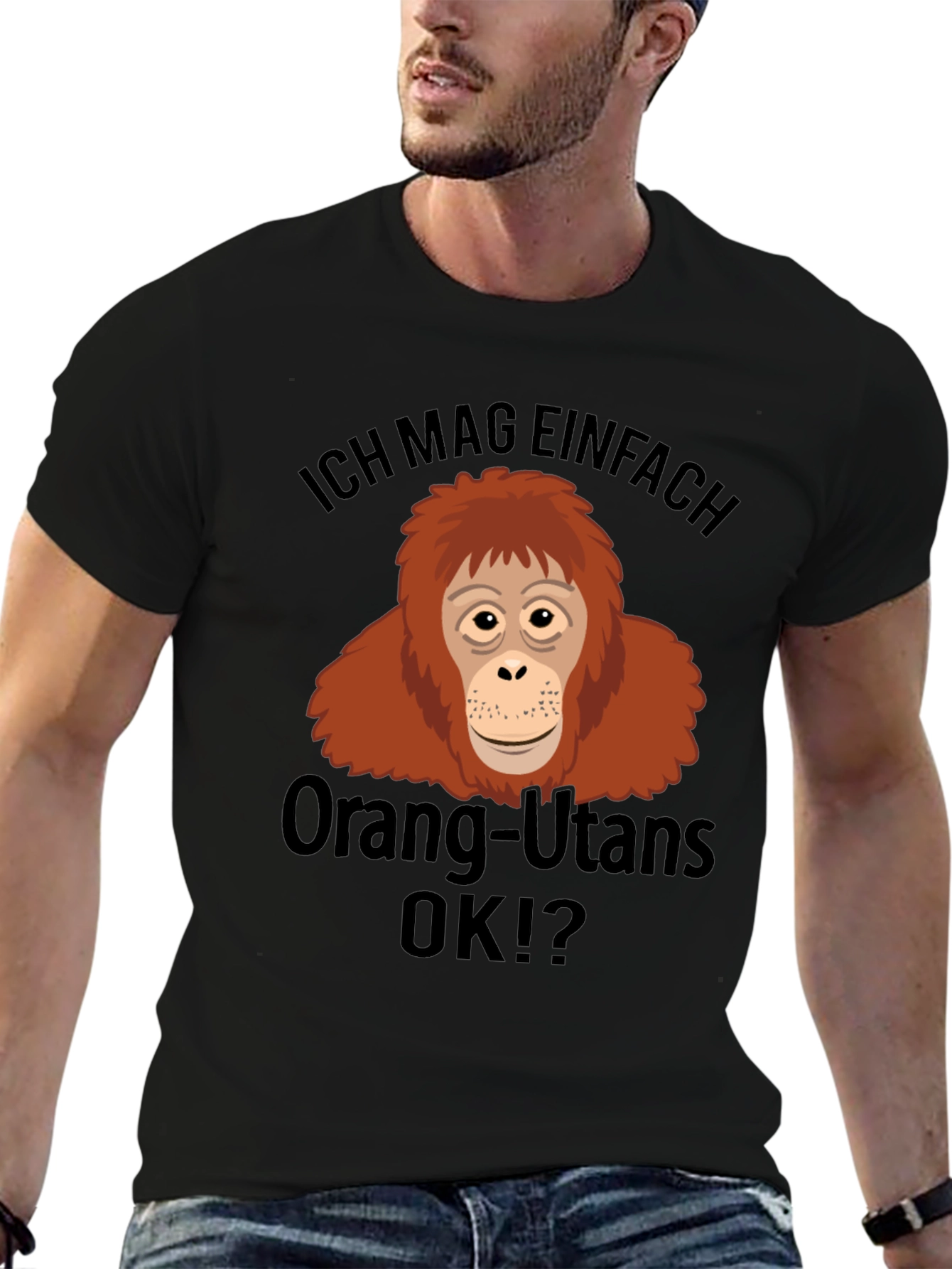 Black Ich Mag Orang-Utans OK?! Black T-Shirt view 6