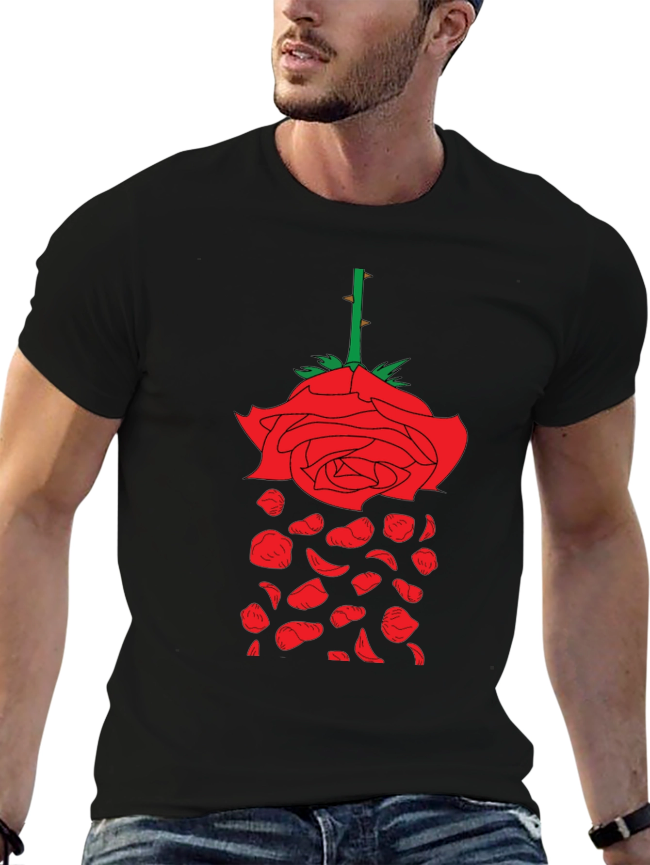 Rose Graphic T-Shirt - Unique Falling Petals Design - 6