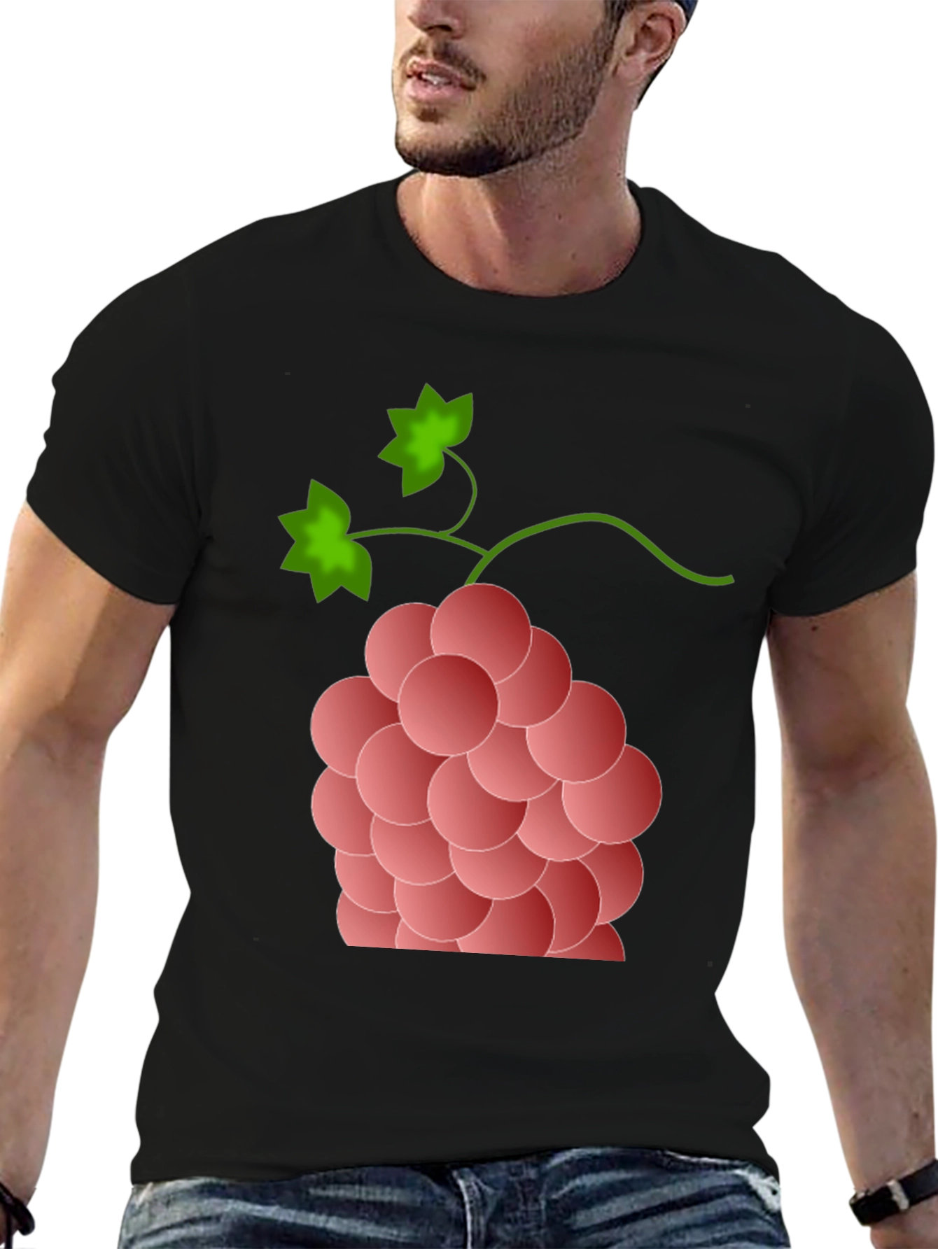 Black Grapes Graphic Tee - Stylish Fruit Design view 6