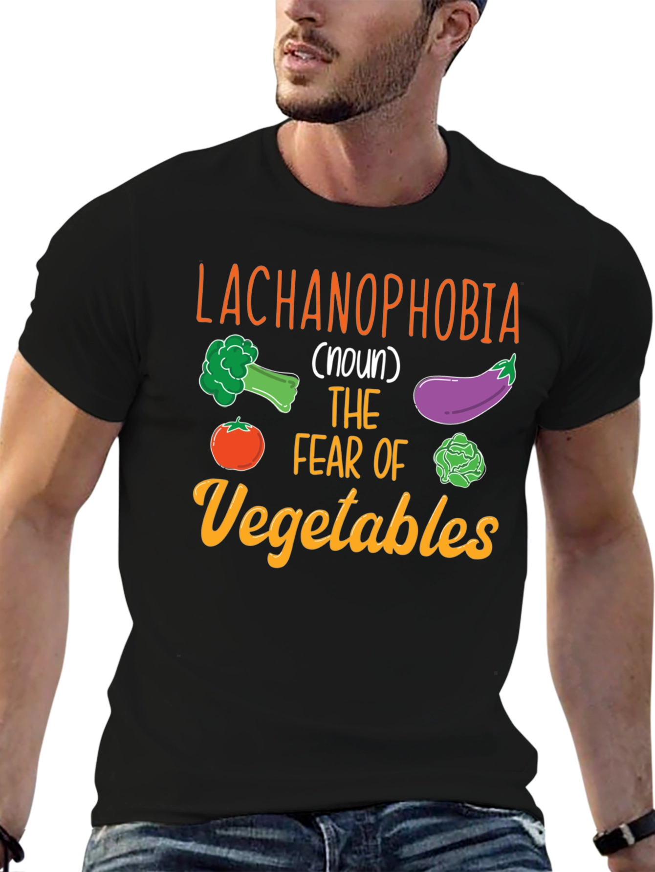 Black Lachanophobia Vegetable Fear T-Shirt view 6