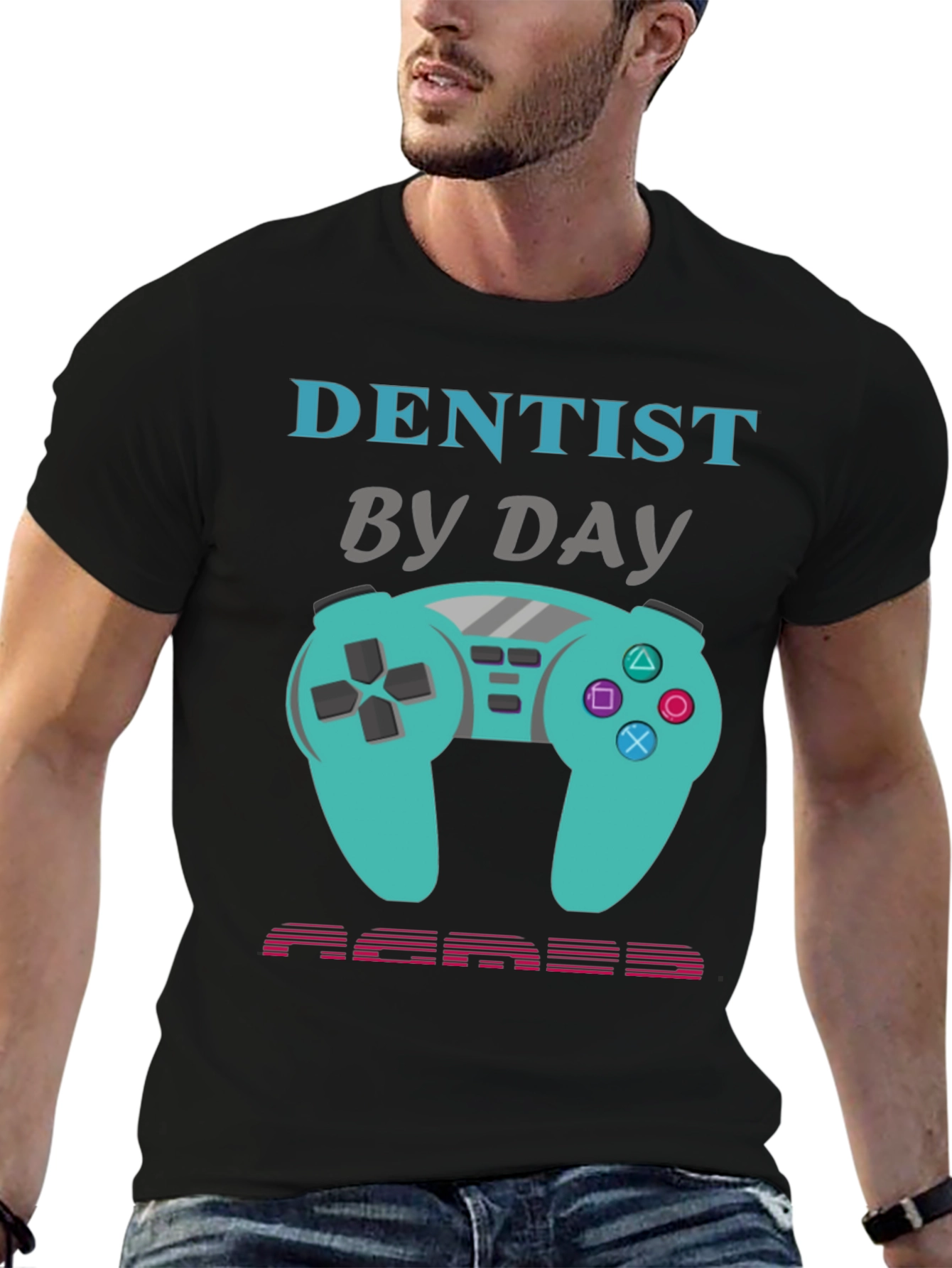 Black Dentist By Day Gamer By Night Graphic Tee view 6