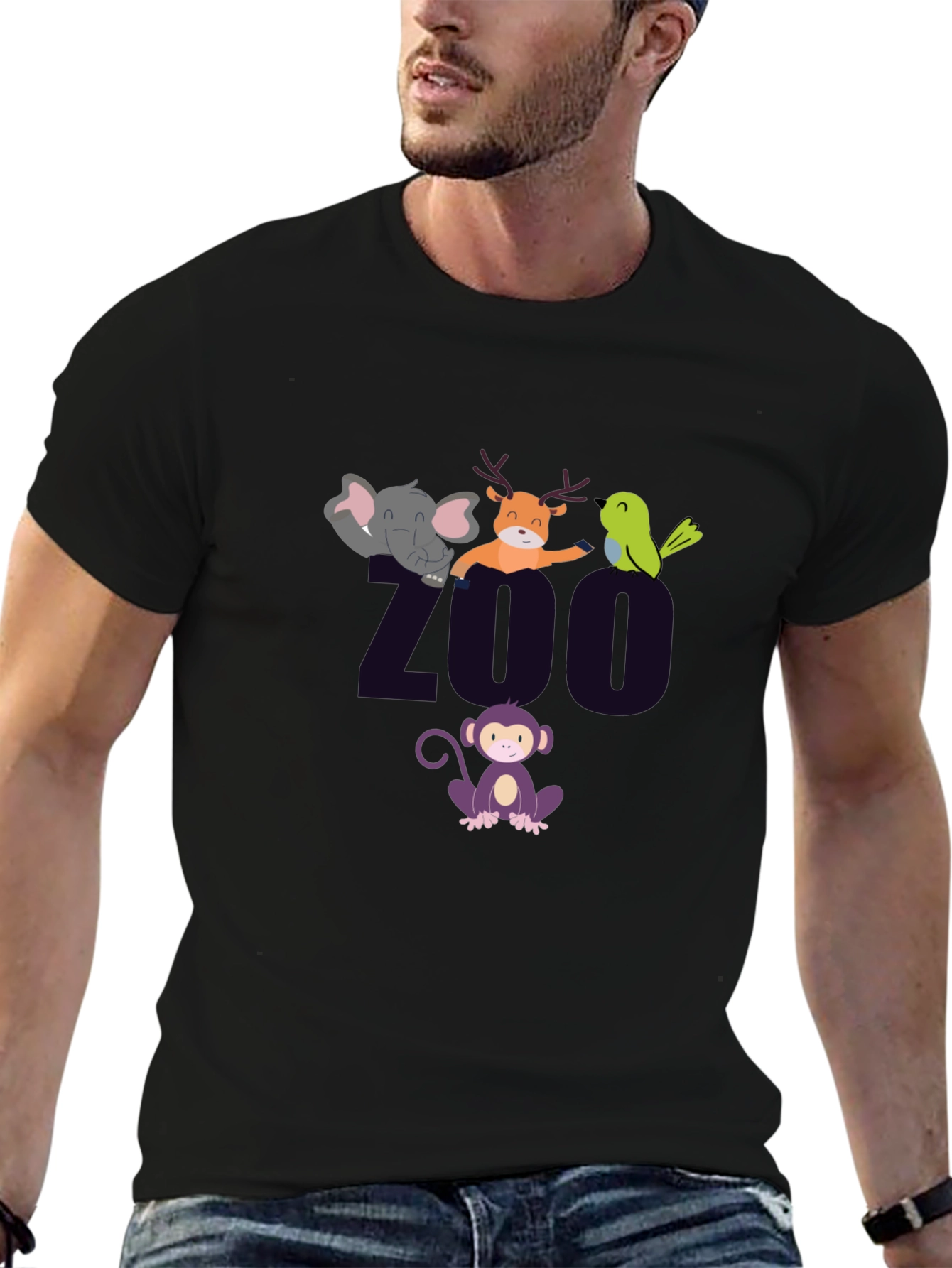 Black Zoo Animal Graphic T-Shirt view 6