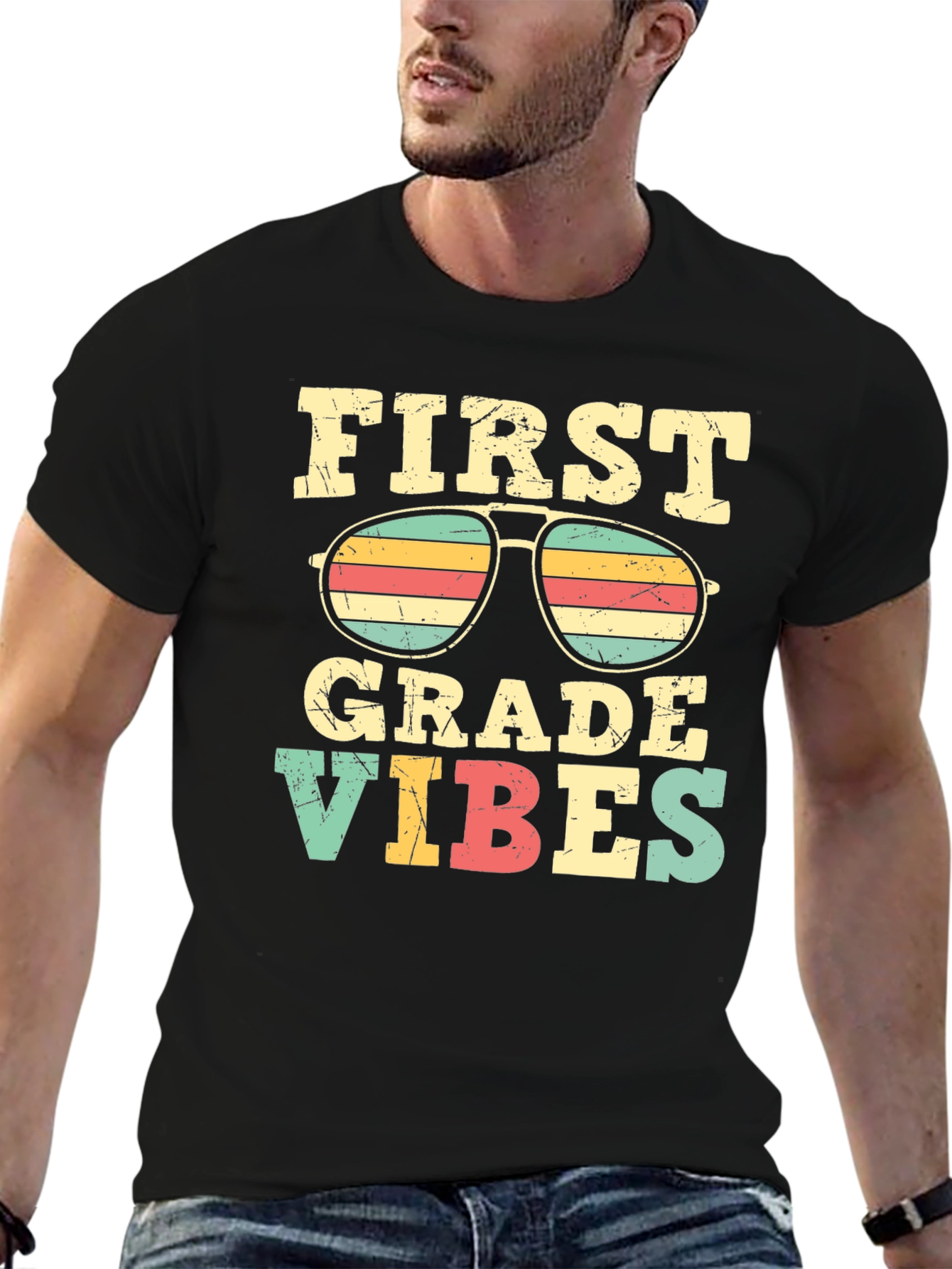 Black First Grade Vibes Graphic Tee - Back to School Shirt view 6