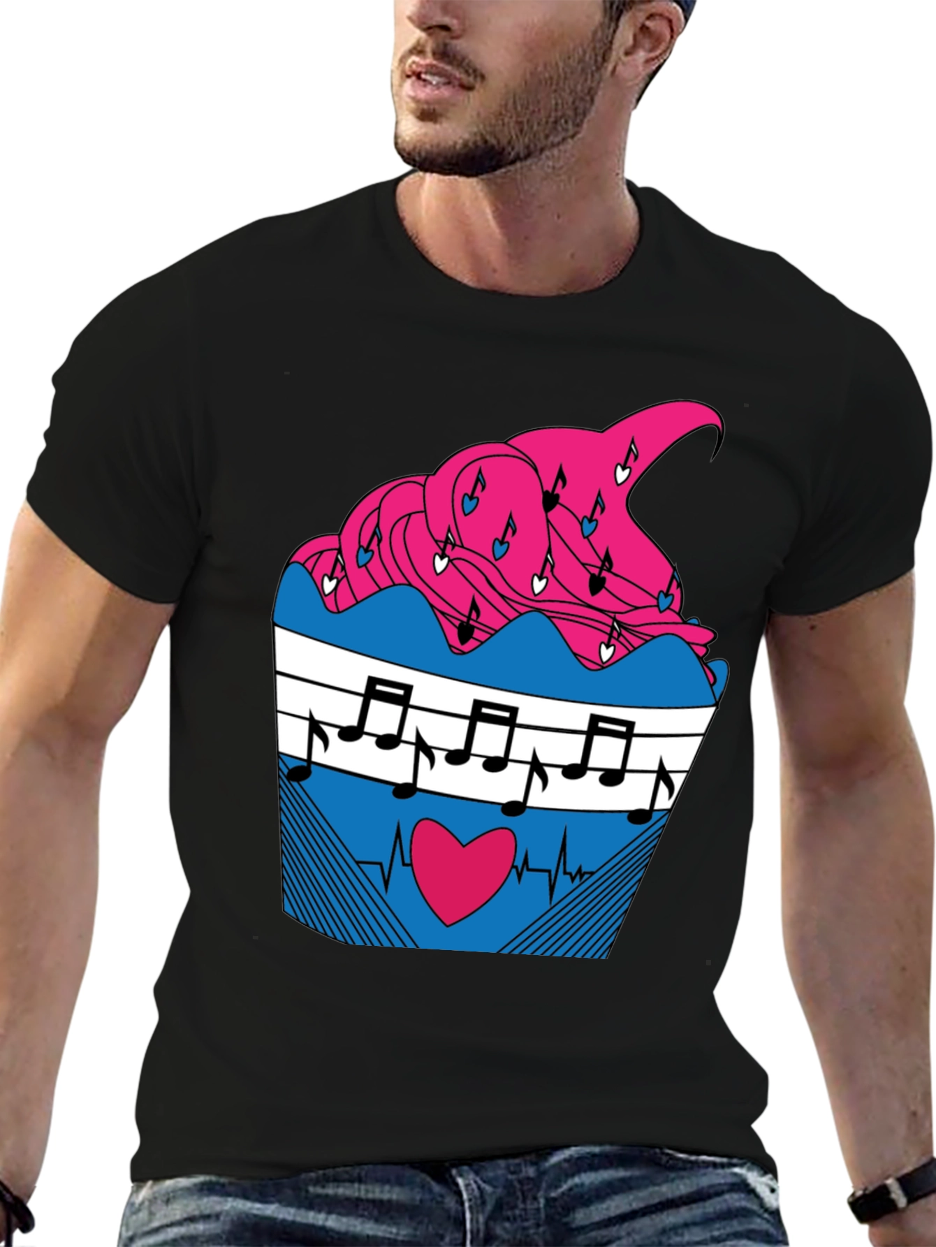 Black Music Heartbeat Cupcake Graphic Tee view 6