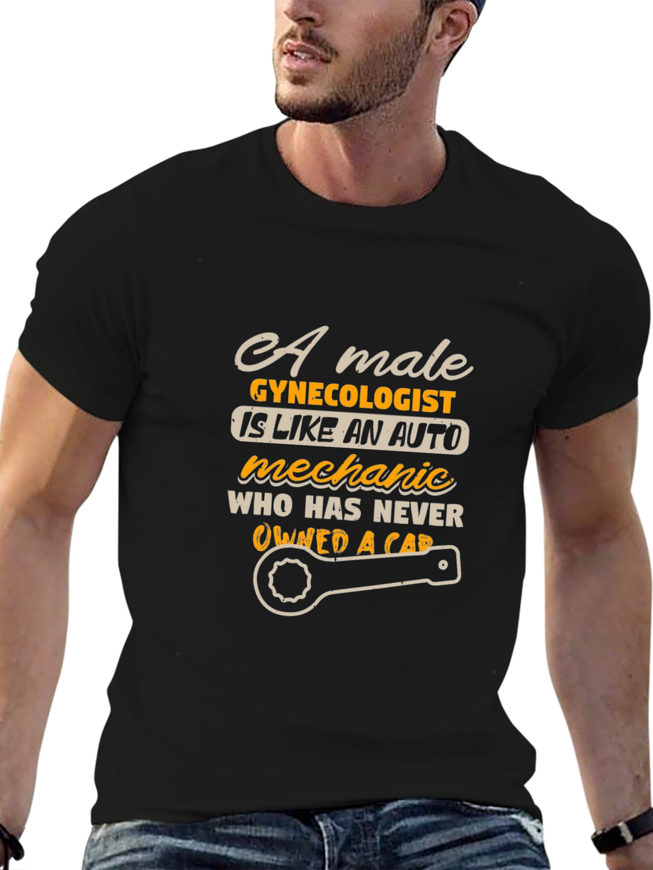 Black Funny Gynecologist Mechanic T-Shirt view 6