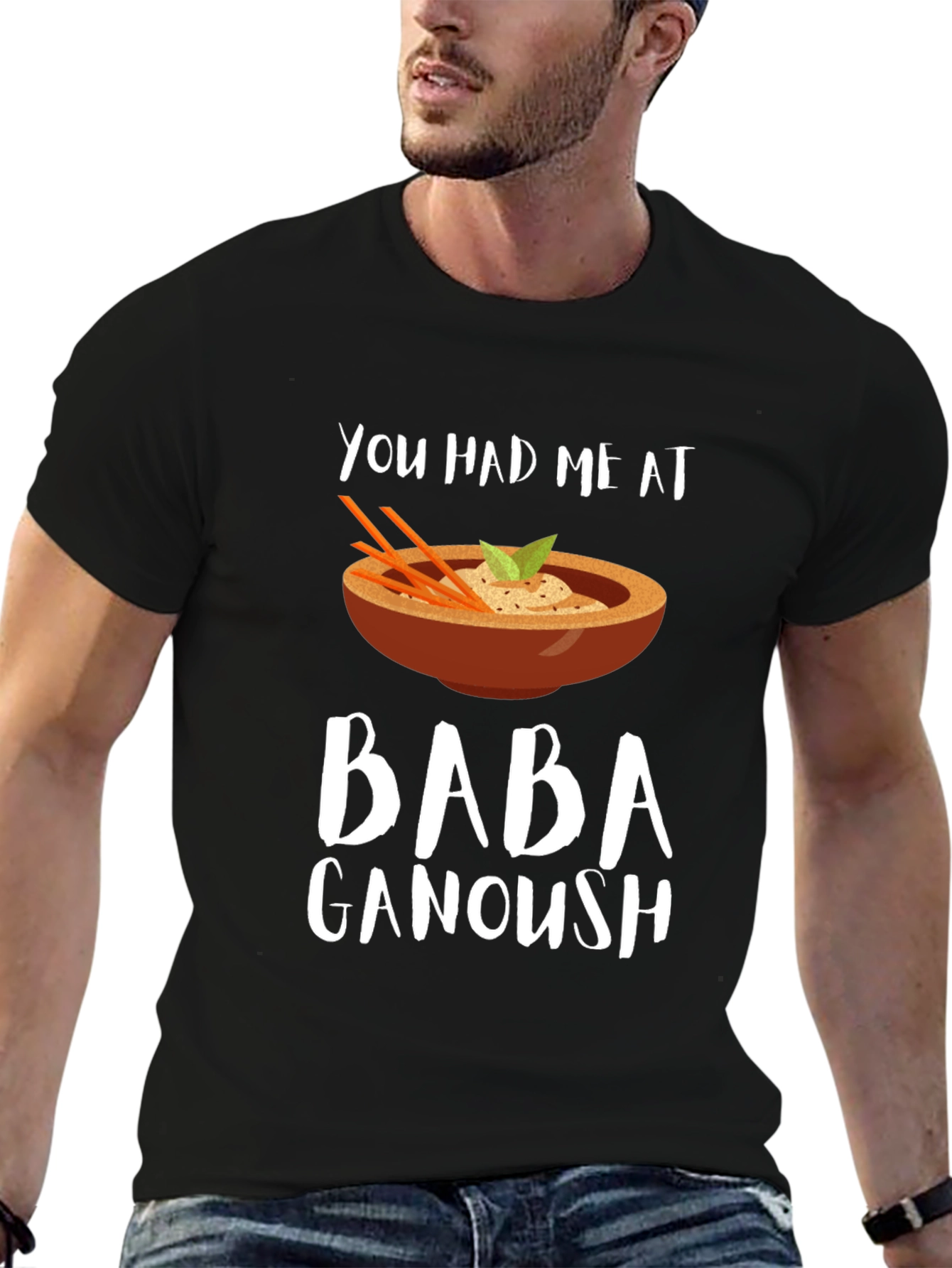 Black Baba Ganoush T-Shirt - Foodie Humor view 6
