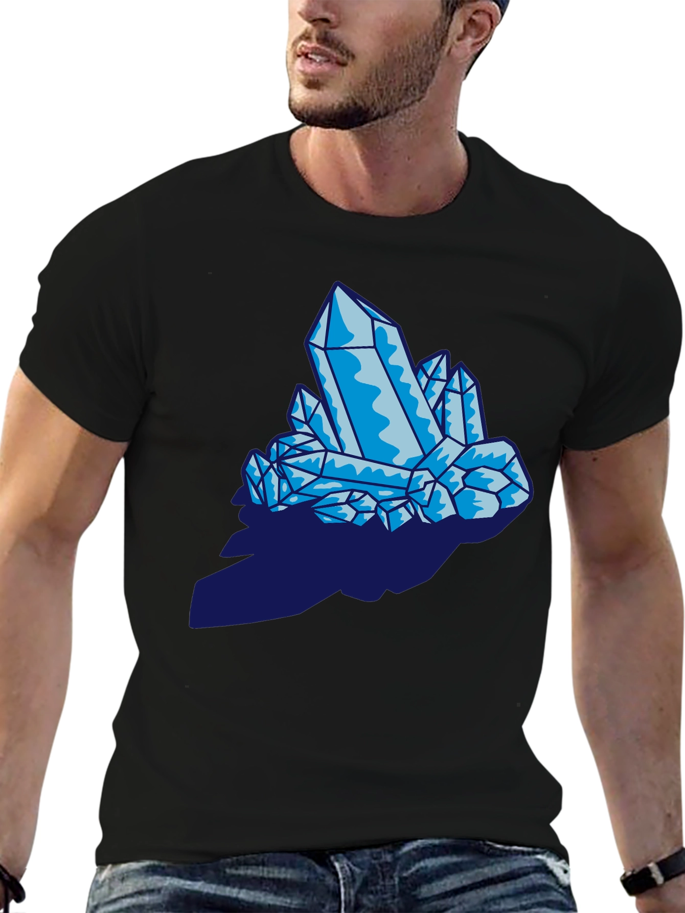 Black Crystal Graphic Print Black T-Shirt view 6