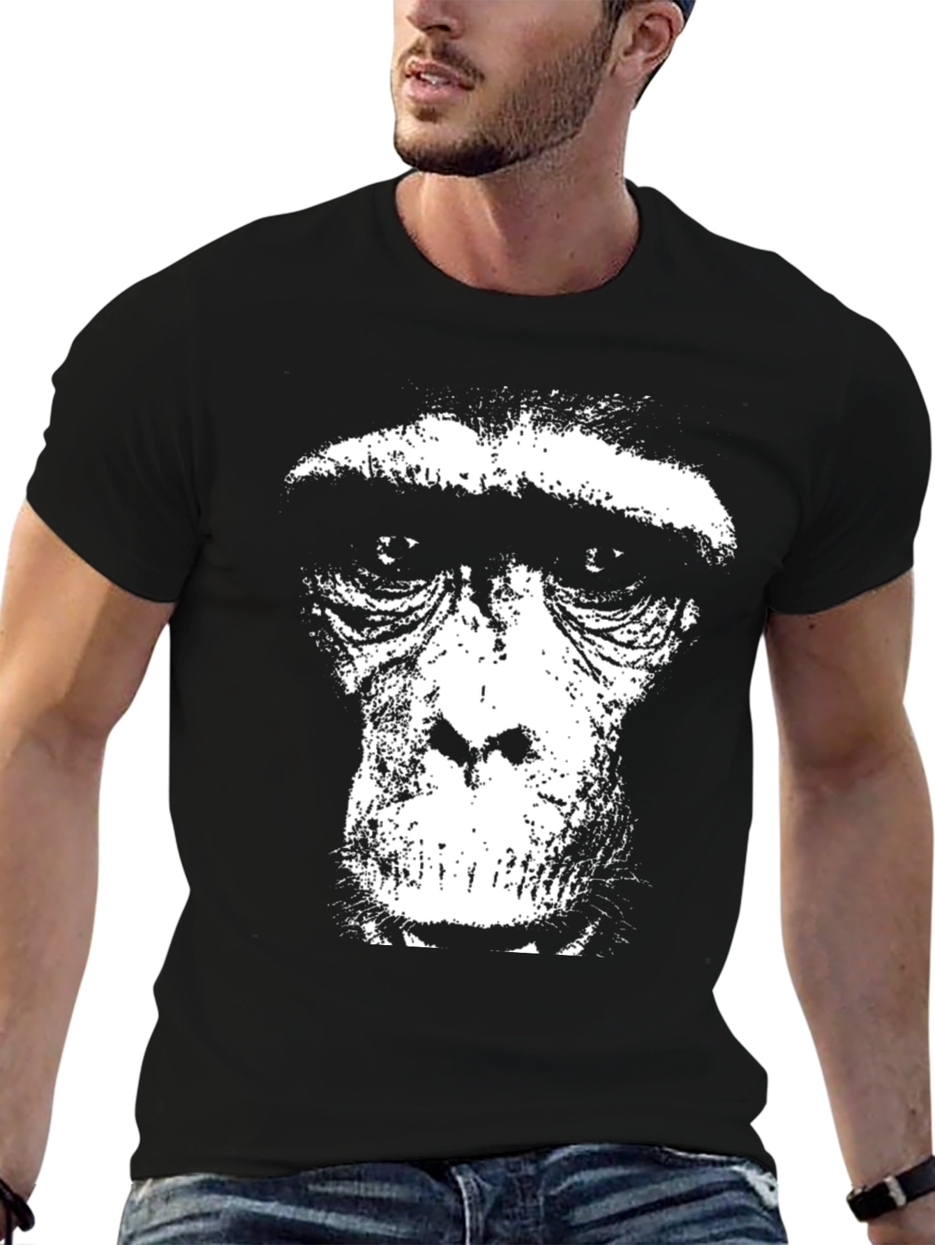 Black Ape Face Graphic Tee - Black Cotton Blend T-Shirt view 6