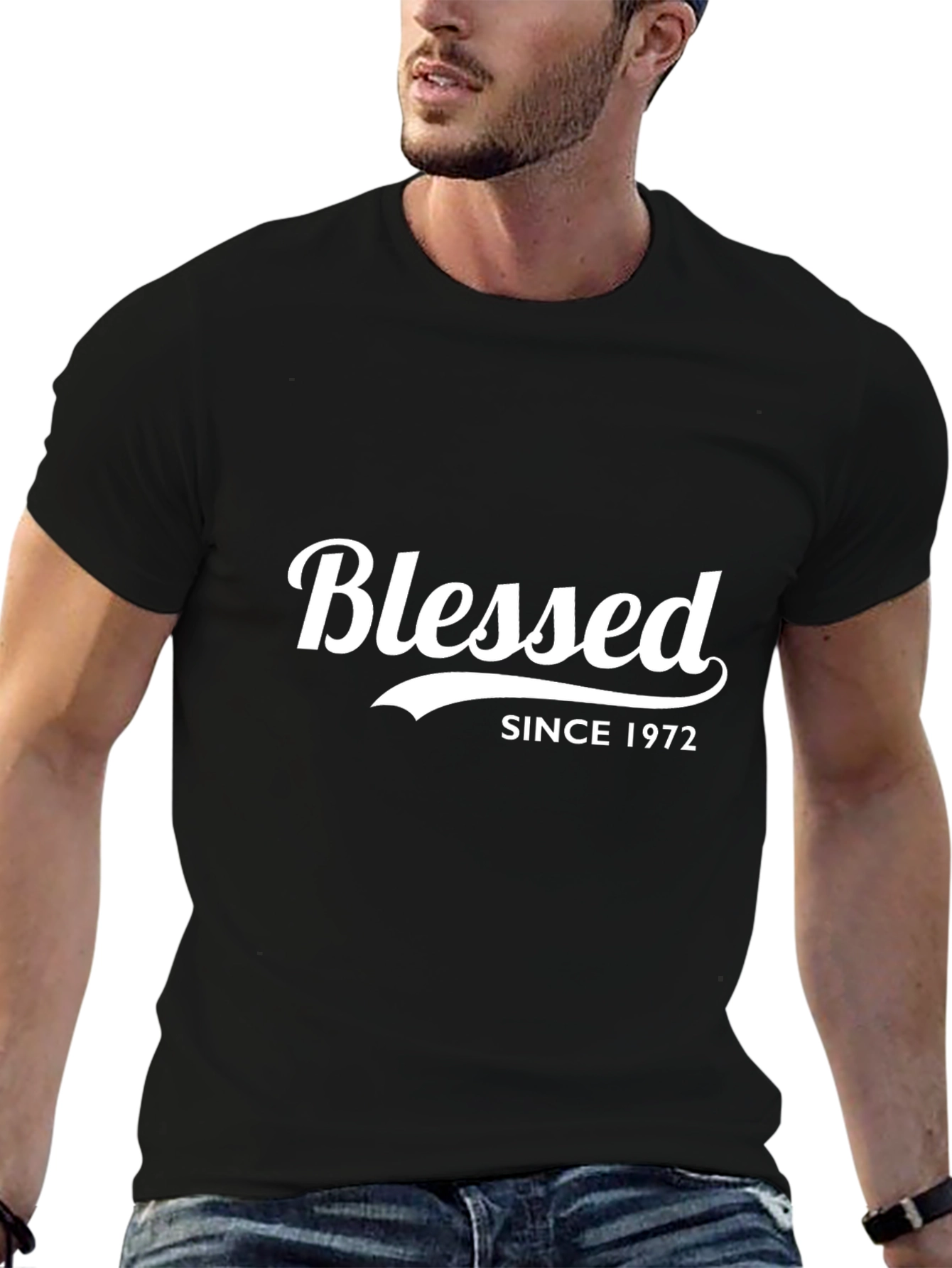 Black Blessed Since 1972 Black T-Shirt view 6