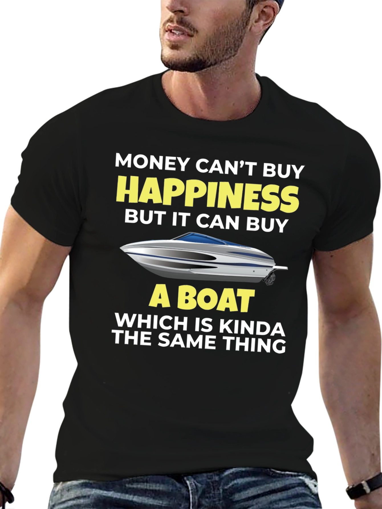 Black Money Can't Buy Happiness, Boat T-Shirt view 6