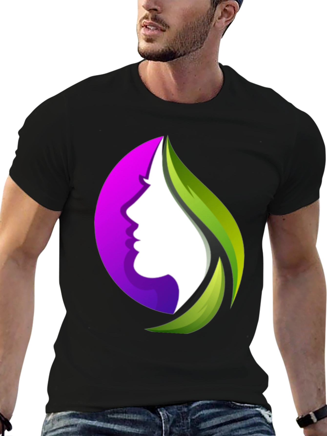 Black Elegant Nature Silhouette Graphic Tee - Unisex Black T-Shirt view 6