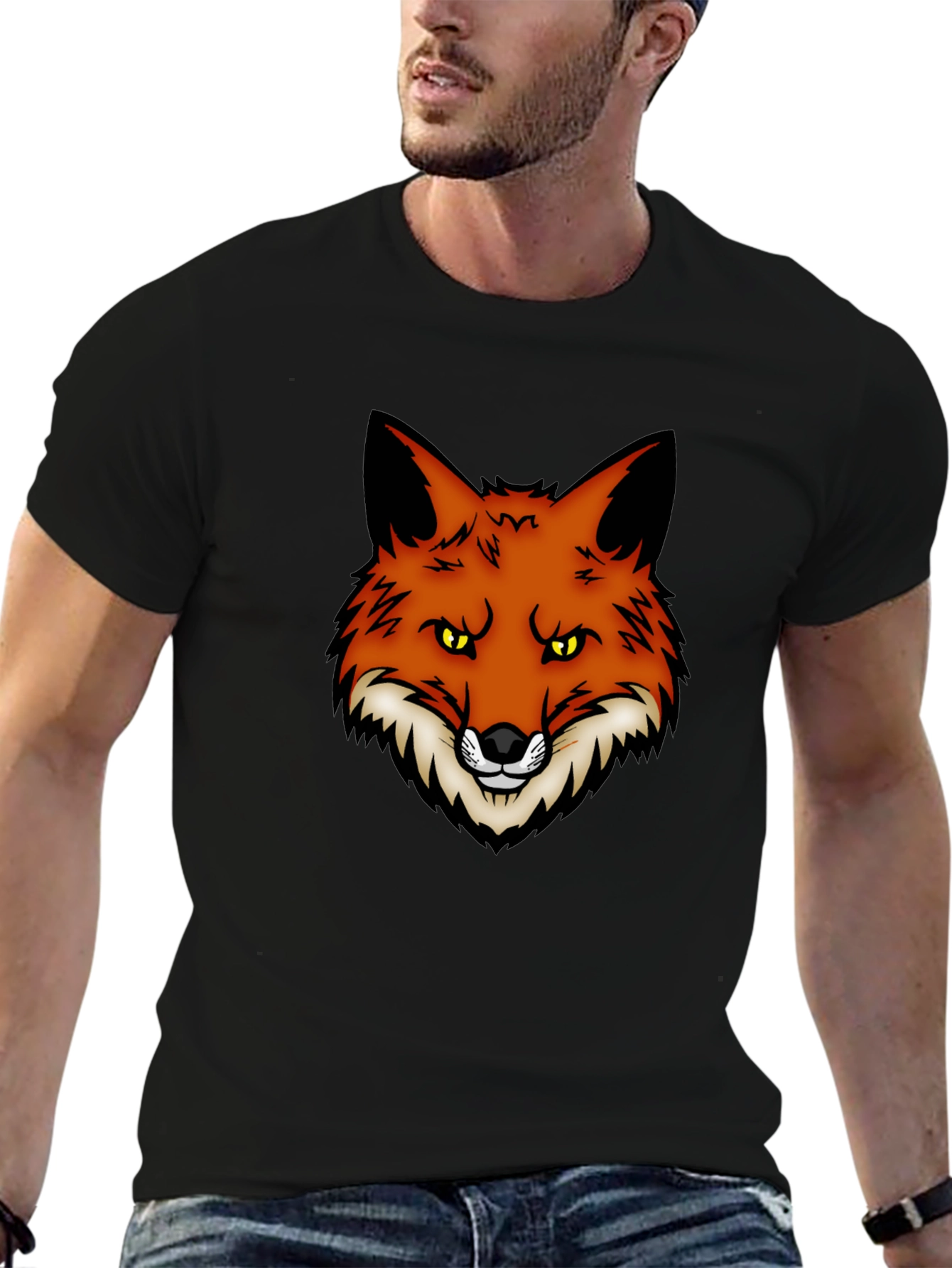 Black Fox Graphic Print Black T-Shirt view 6