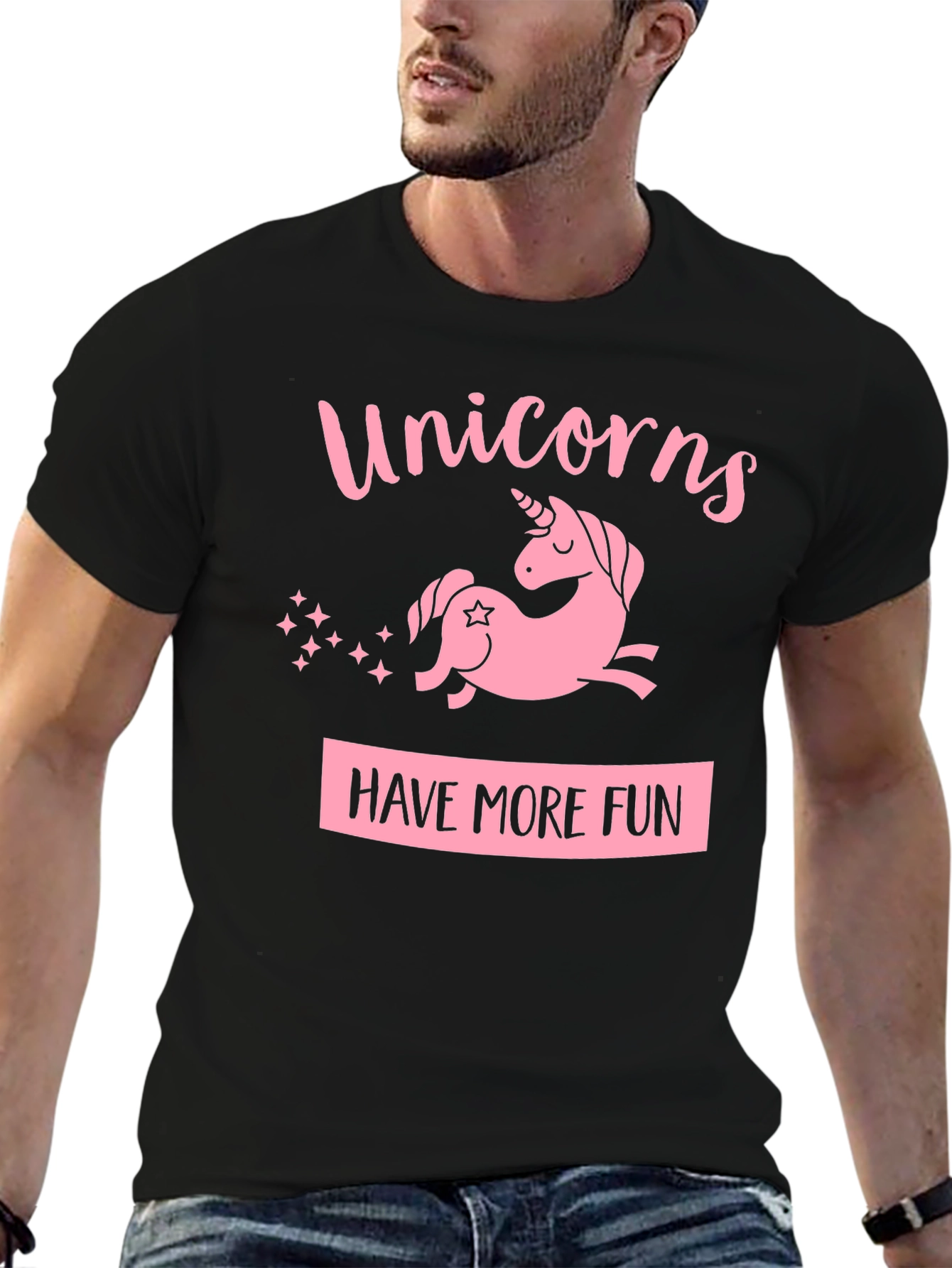 Black Unicorns Have More Fun Black T-Shirt view 6