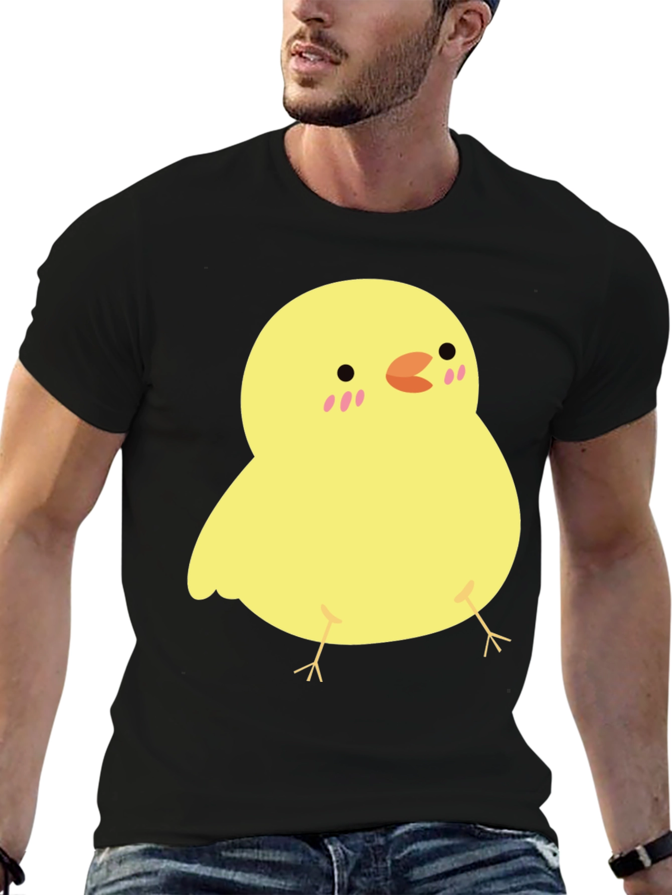 Black Cute Chick Graphic Tee - Black Cotton T-Shirt view 6