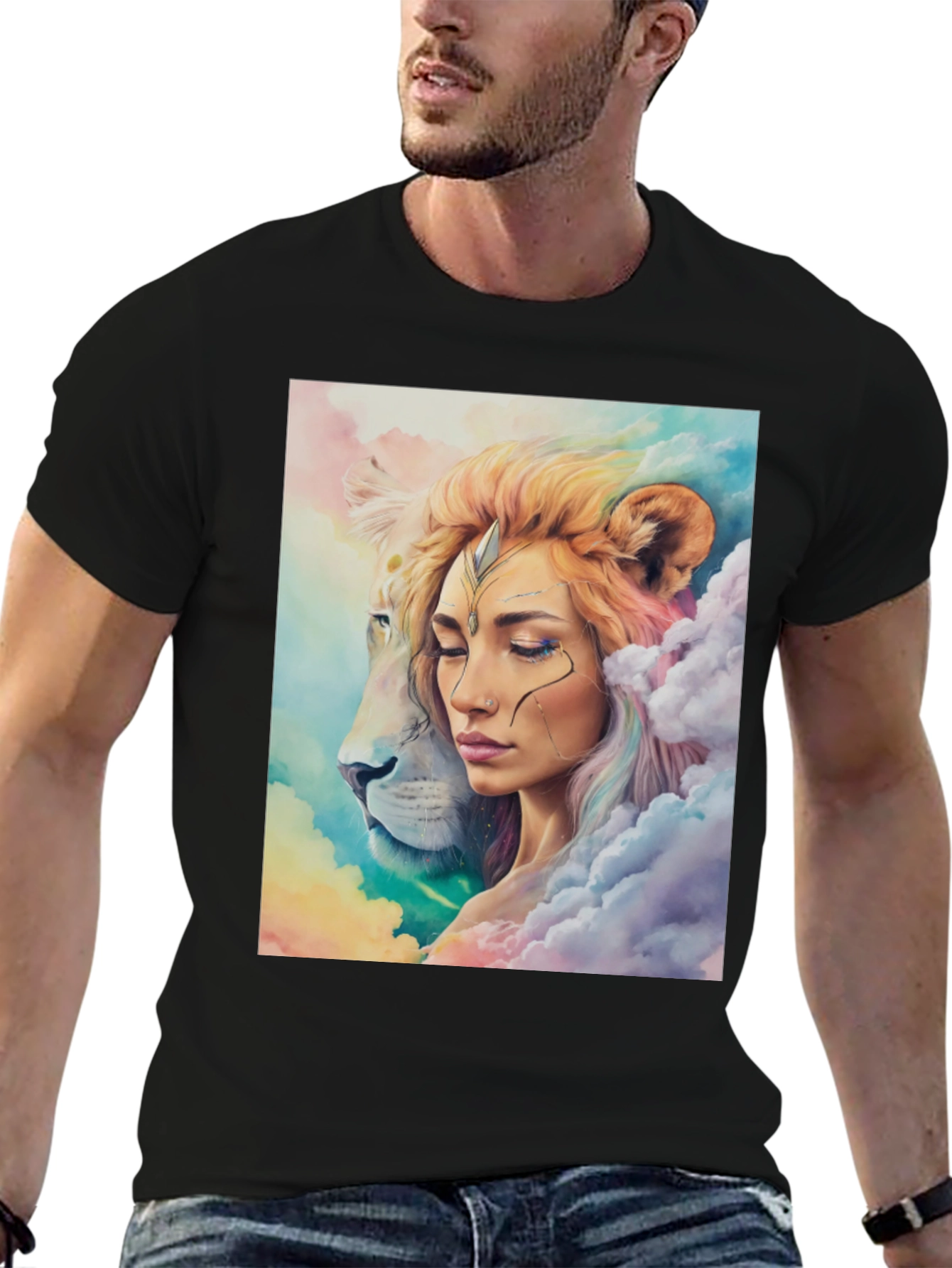 Black Lion Queen Graphic Tee - Stylish Black T-Shirt view 6