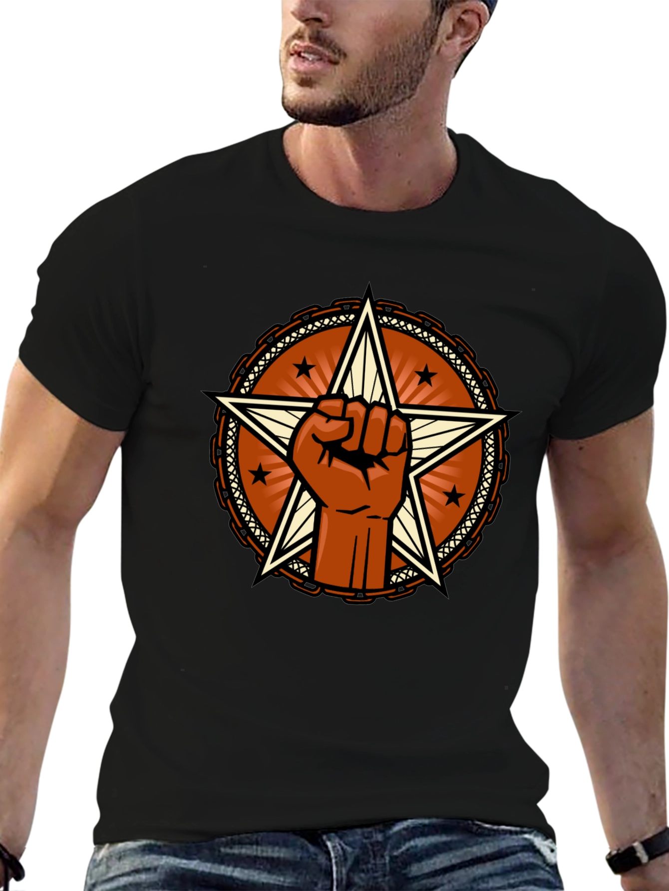 Black Star Fist Graphic Tee - Bold Statement Shirt view 6