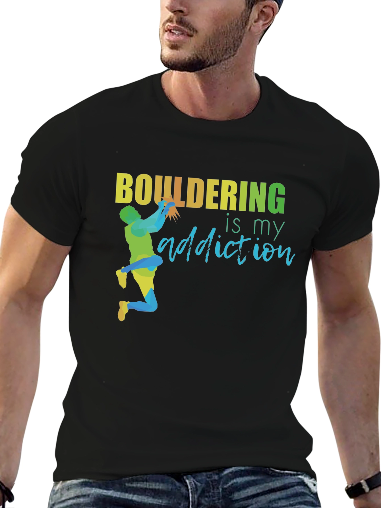 Black Bouldering Addiction T-Shirt - Rock Climbing Apparel view 6